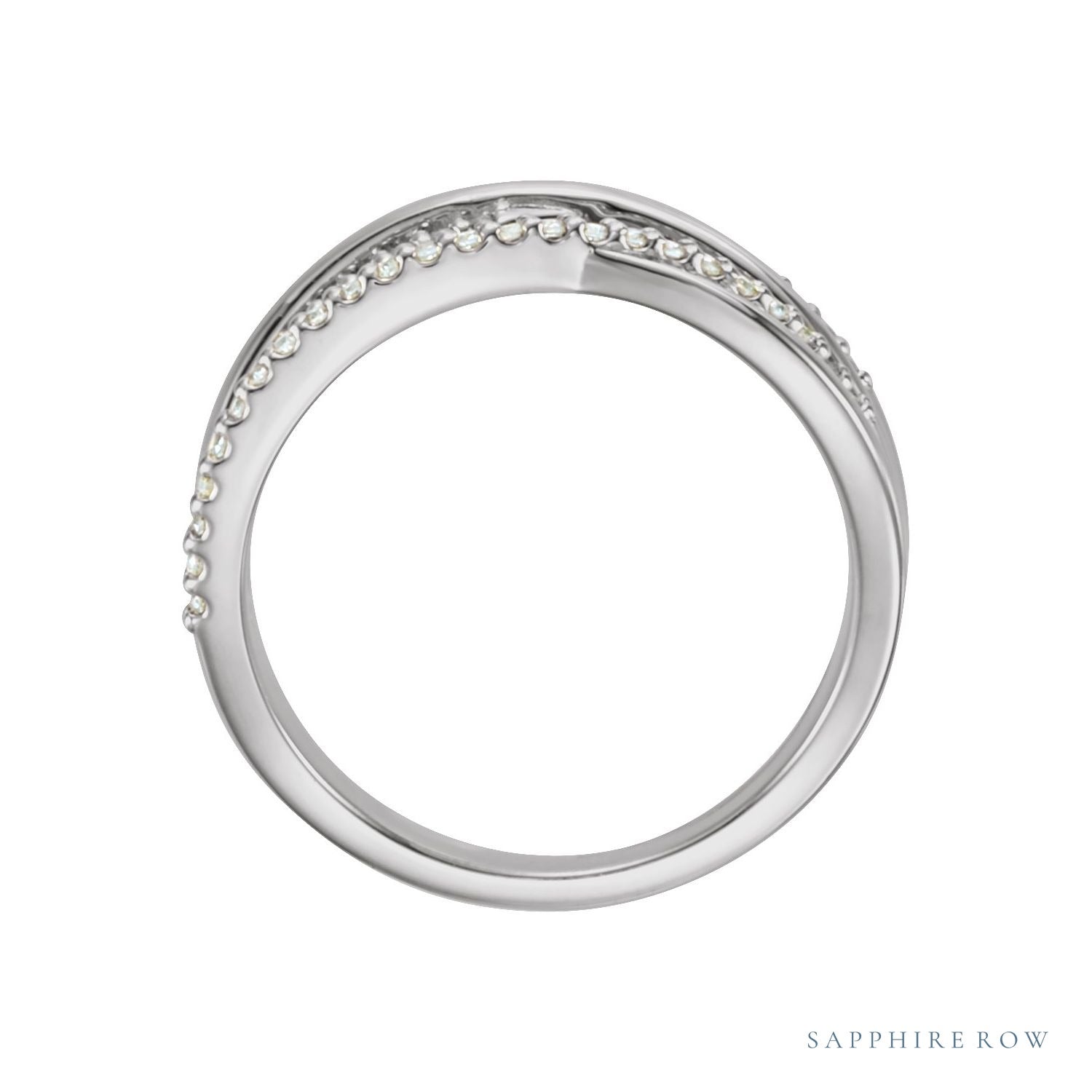 Sapphire Row Natural Diamond Criss-Cross Ring - Platinum (view 2)