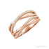 Sapphire Row Natural Diamond Criss-Cross Ring - 14K Rose Gold