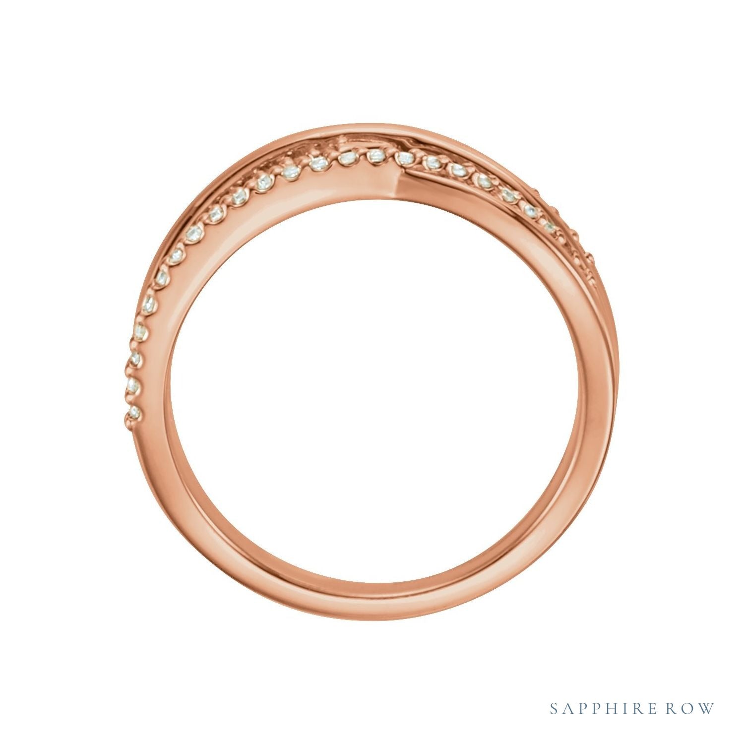 Sapphire Row Lab-Grown Diamond Criss-Cross Ring - 14K Rose Gold (view 2)
