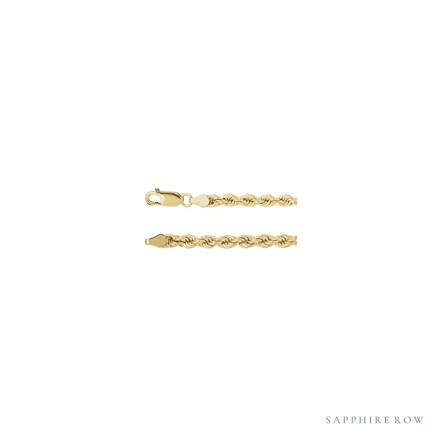 Sapphire Row Rope Chain Necklace - 4 mm, 14K Yellow Gold, 24"