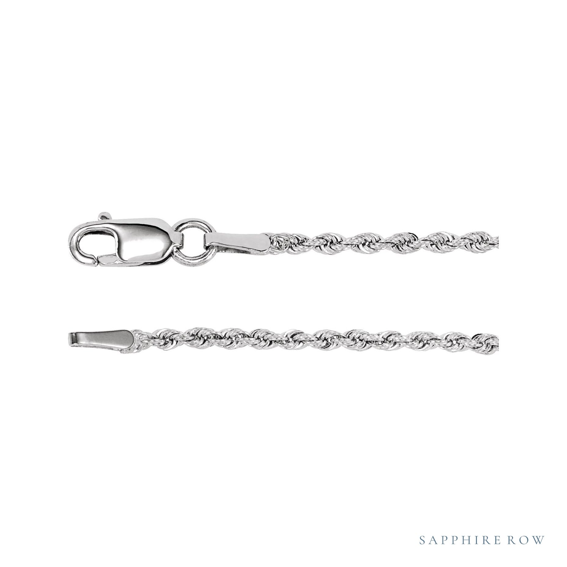 Sapphire Row Rope Chain Necklace - 1.5 mm, 14K White Gold (view 2)