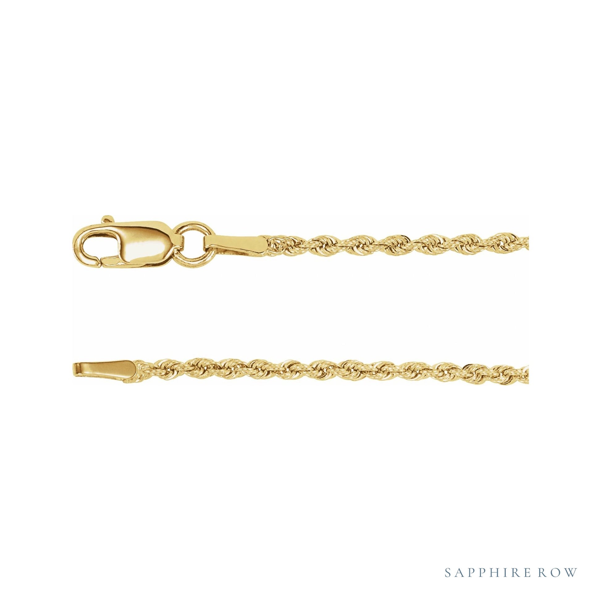 Sapphire Row Rope Chain Necklace - 1.5 mm, 14K Yellow Gold (view 2)