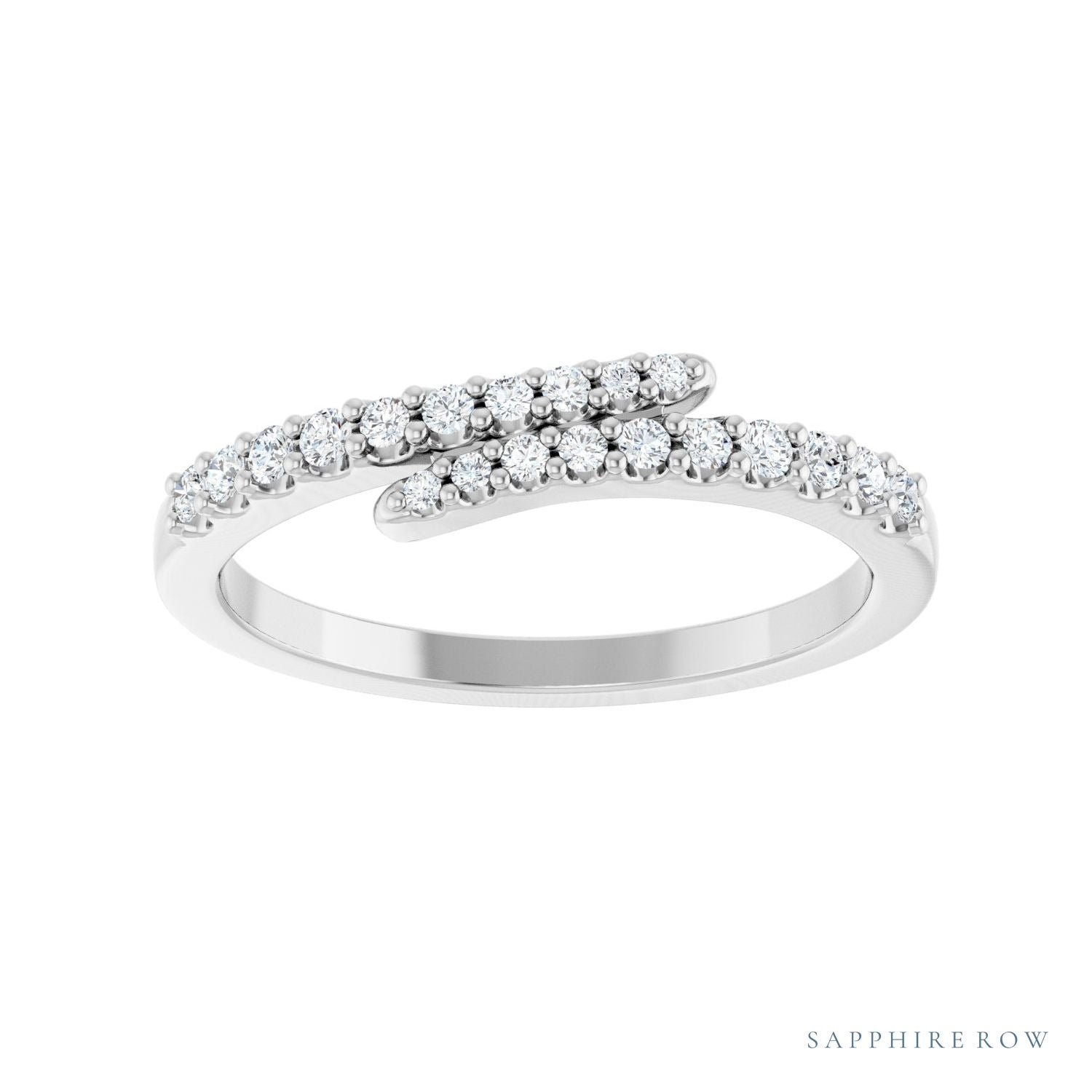 Sapphire Row Natural Diamond Closed Pavé Wrap Ring - Platinum (view 3)