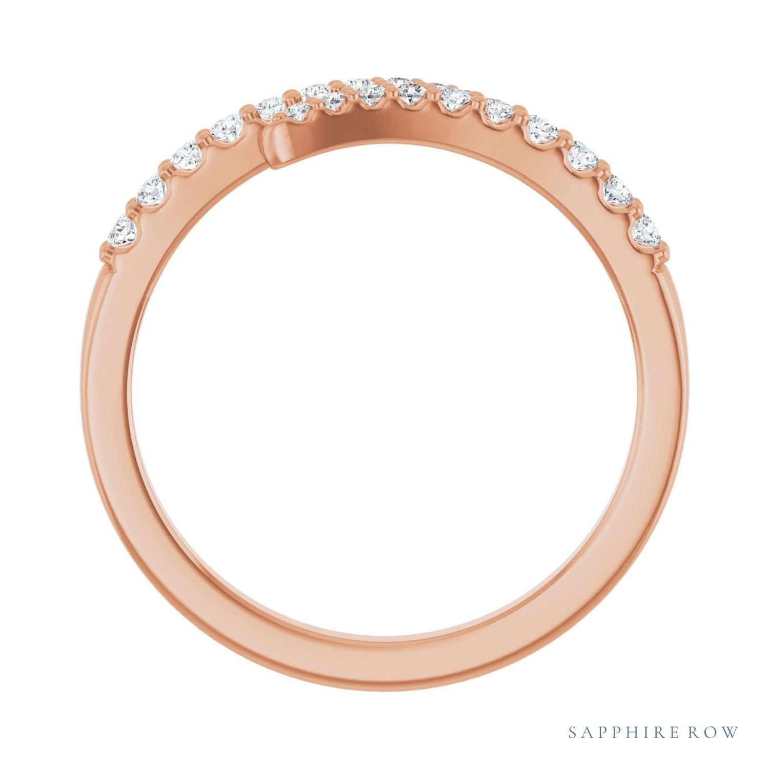Sapphire Row Natural Diamond Closed Pavé Wrap Ring - 14K Rose Gold (view 2)