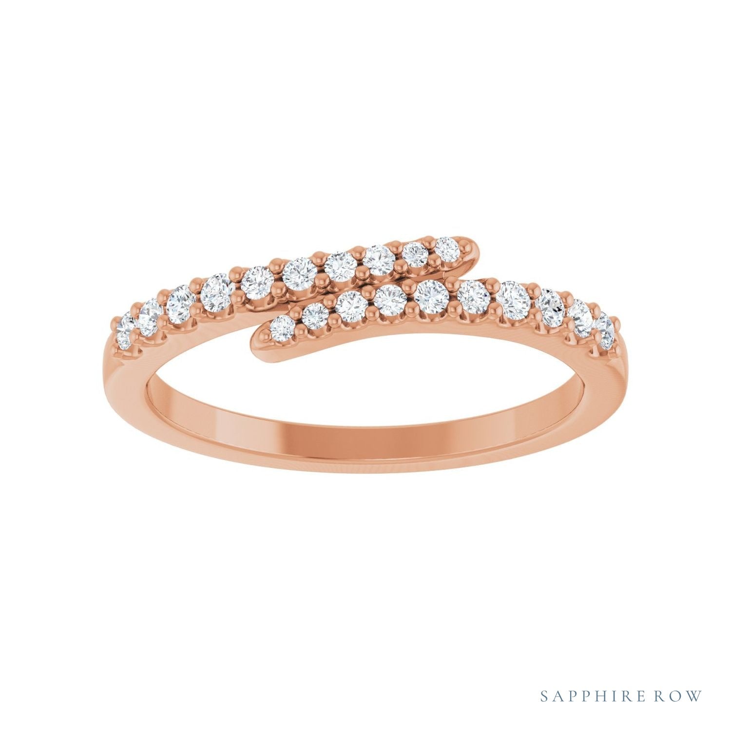 Sapphire Row Natural Diamond Closed Pavé Wrap Ring - 14K Rose Gold (view 3)