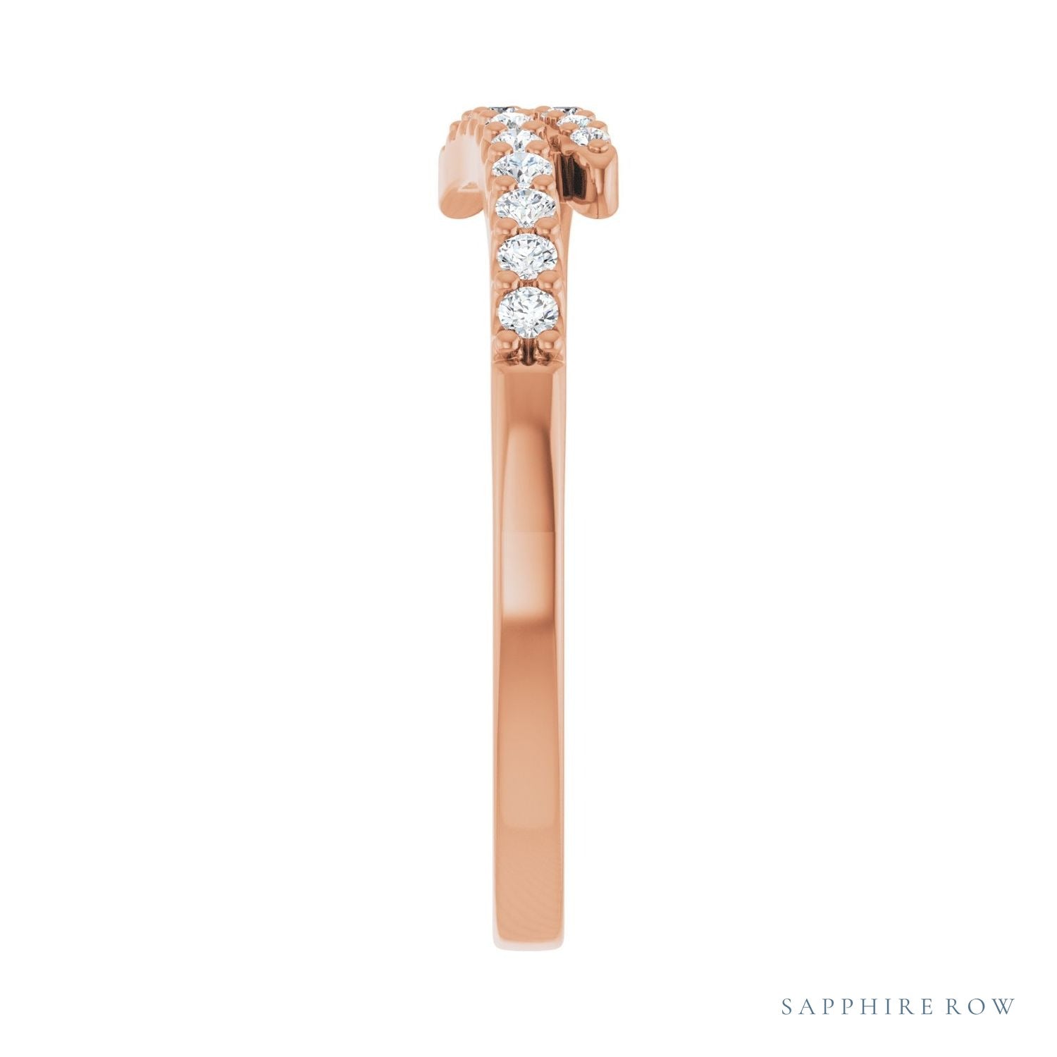 Sapphire Row Natural Diamond Closed Pavé Wrap Ring - 14K Rose Gold (view 4)