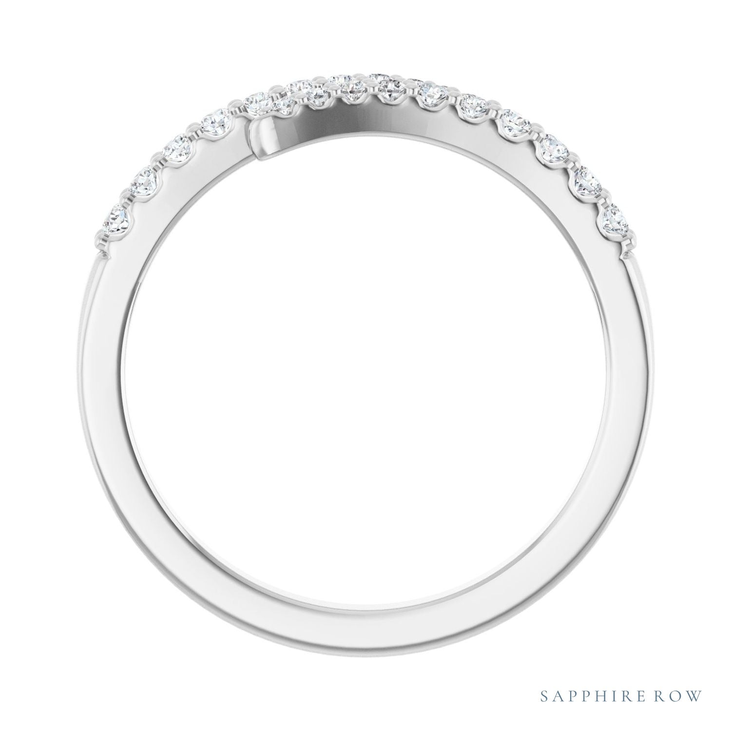 Sapphire Row Natural Diamond Closed Pavé Wrap Ring - 14K White Gold (view 2)