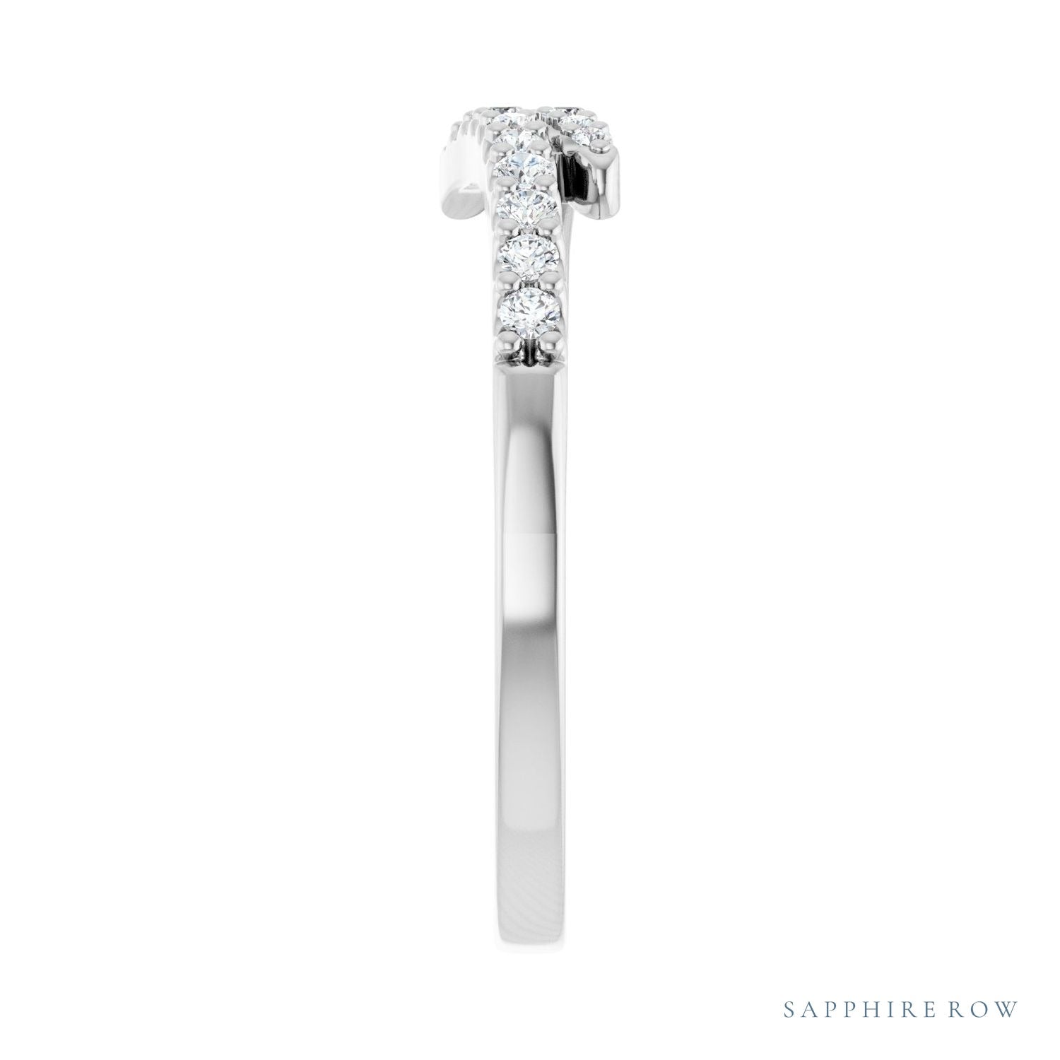 Sapphire Row Natural Diamond Closed Pavé Wrap Ring - 14K White Gold (view 4)