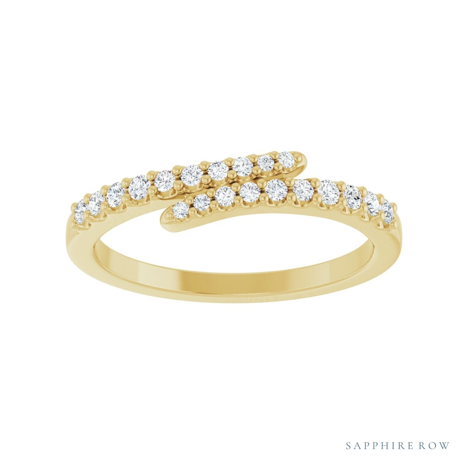 Sapphire Row Natural Diamond Closed Pavé Wrap Ring - 14K Yellow Gold (view 3)