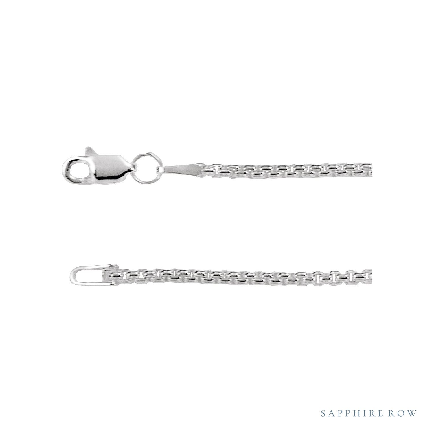 Sapphire Row Rounded Box Chain Necklace - 14K White Gold (view 2)