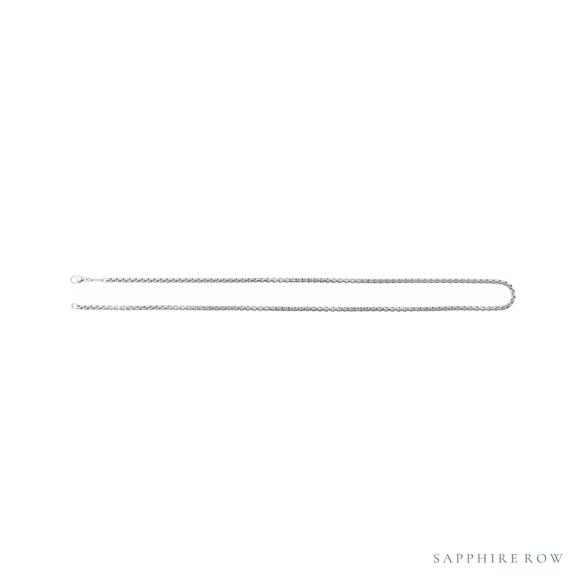 Sapphire Row Rounded Box Chain Necklace - 14K White Gold (view 3)