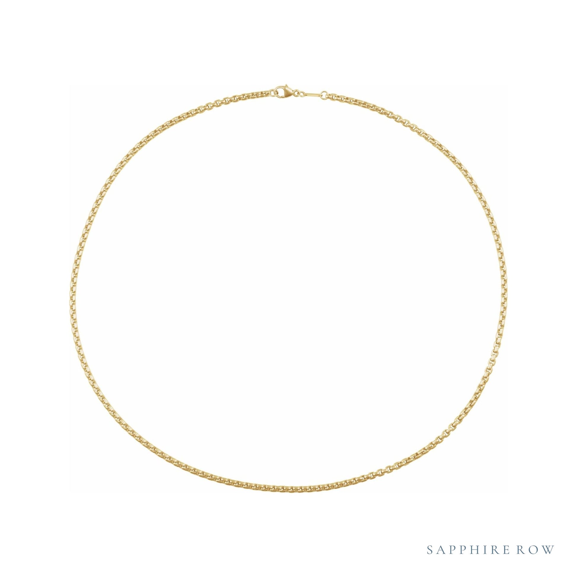 Sapphire Row Rounded Box Chain Necklace - 14K Yellow Gold