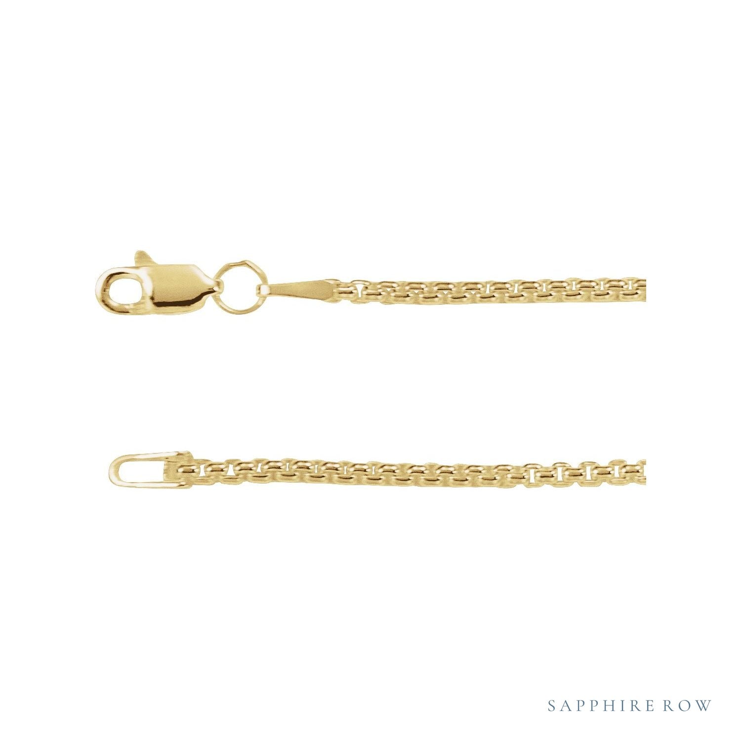 Sapphire Row Rounded Box Chain Necklace - 14K Yellow Gold (view 2)