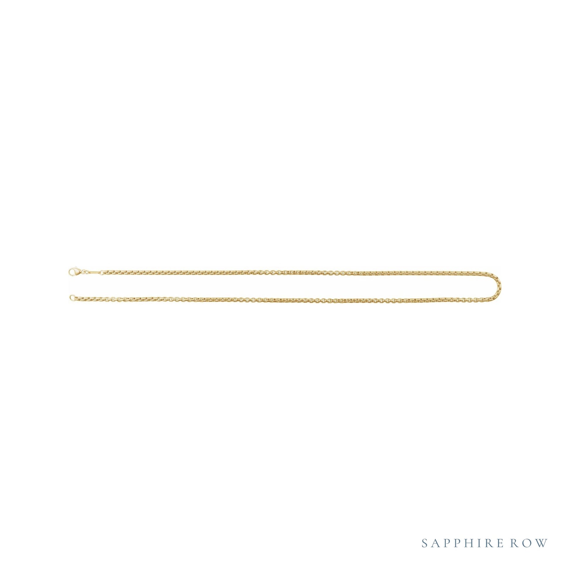 Sapphire Row Rounded Box Chain Necklace - 14K Yellow Gold (view 3)