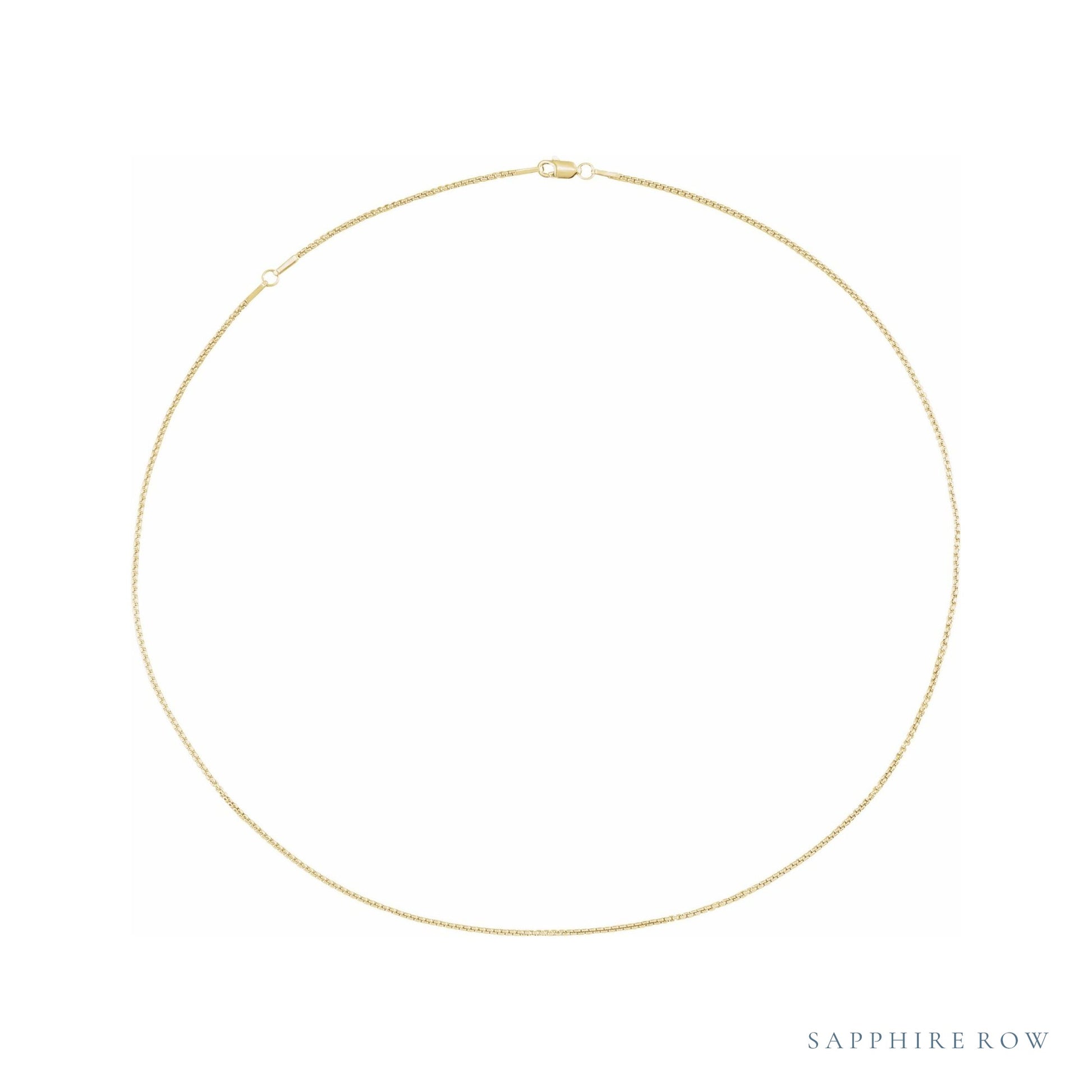 Sapphire Row Rounded Box Chain Necklace - 1.25 mm, 14K Yellow Gold