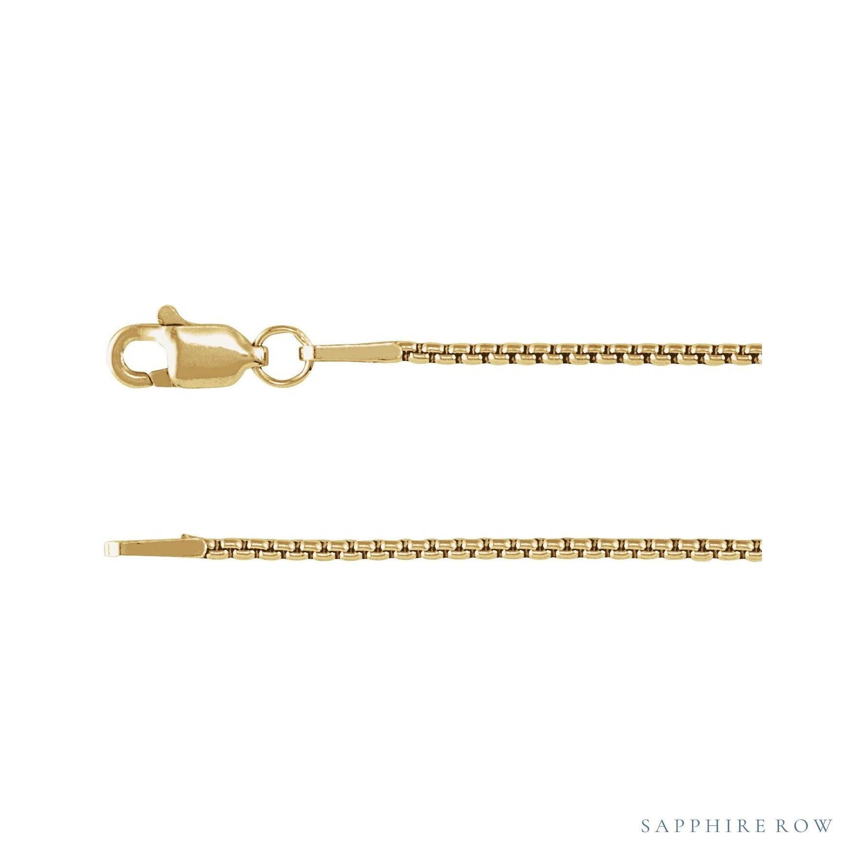 Sapphire Row Rounded Box Chain Necklace - 1.25 mm, 14K Yellow Gold (view 2)