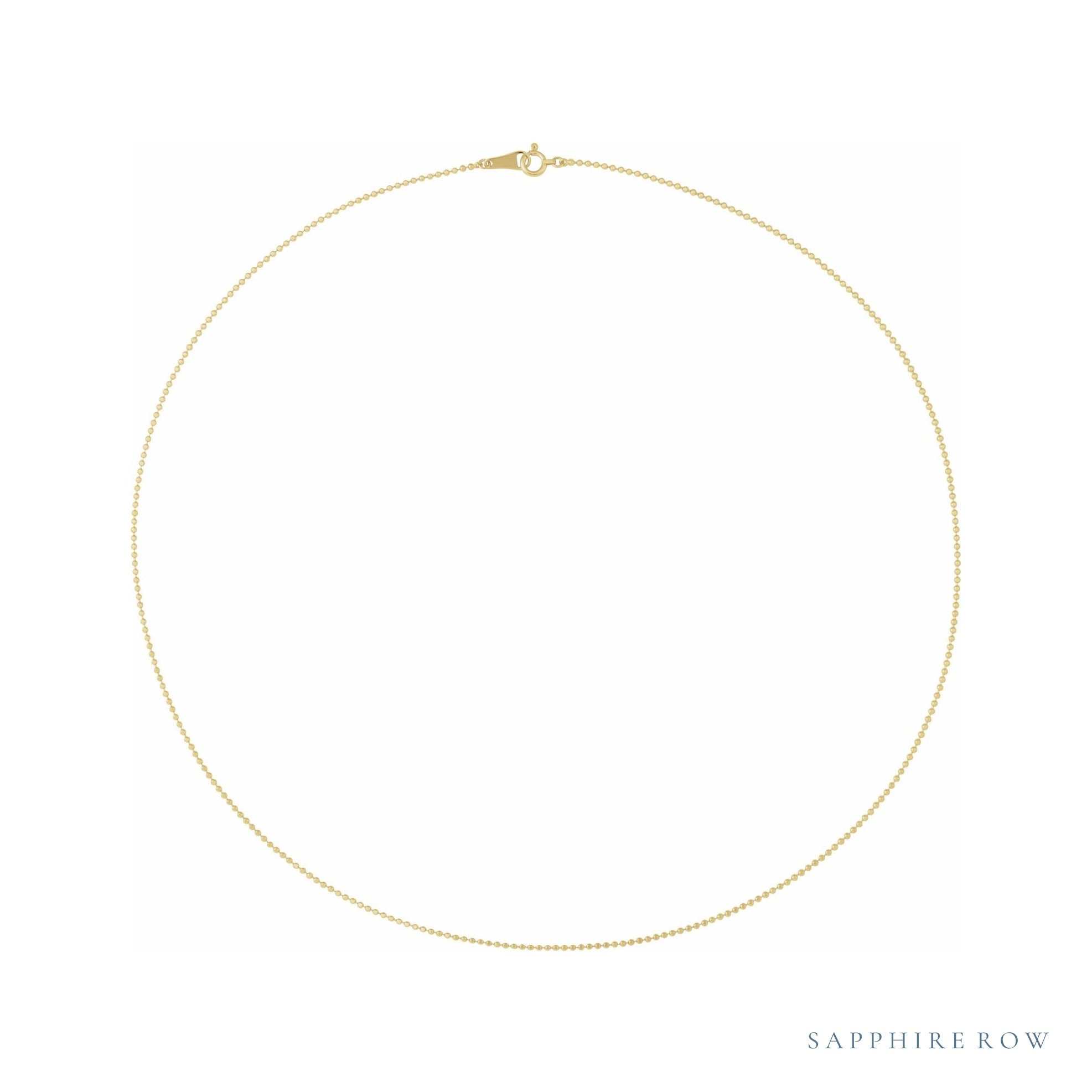 Sapphire Row 10K Gold Diamond-Cut Bead Chain Necklace - 