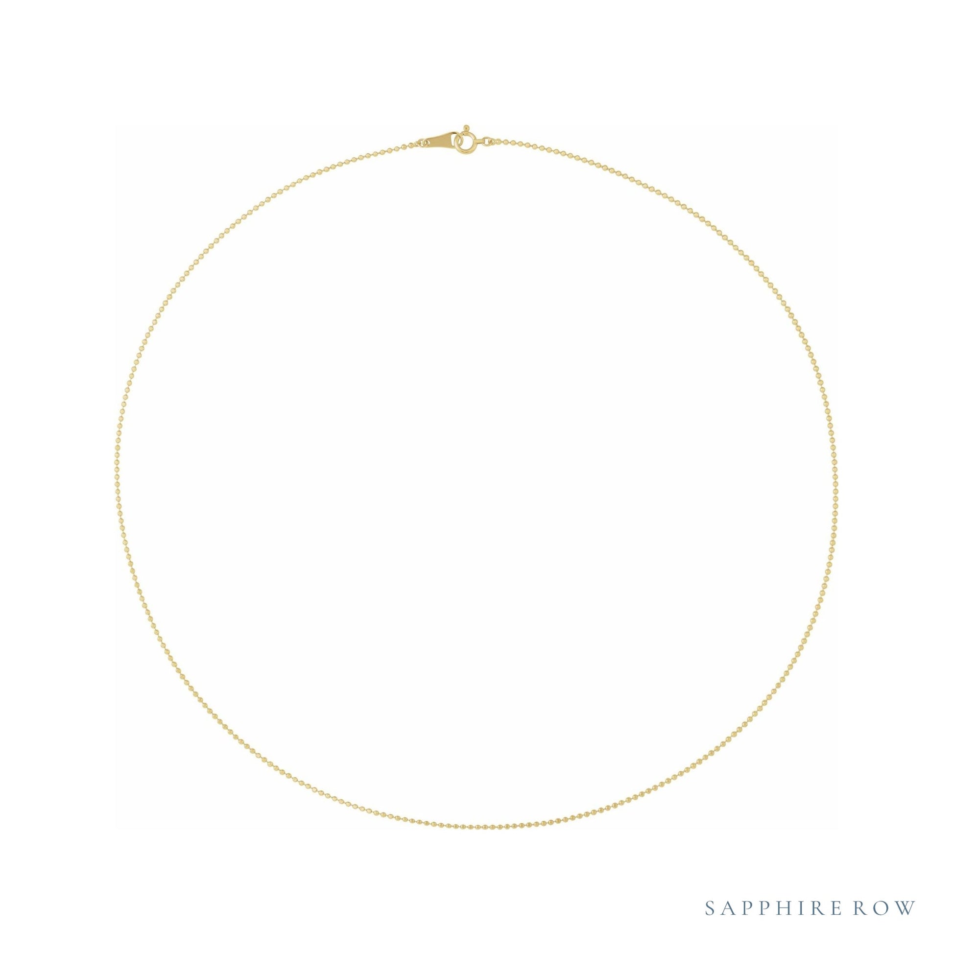 Sapphire Row 10K Gold Diamond-Cut Bead Chain Necklace - 