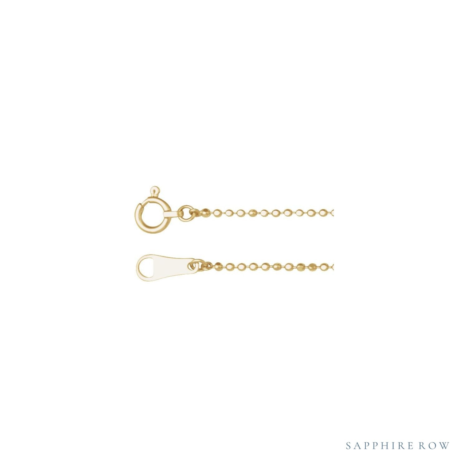 Sapphire Row 10K Gold Diamond-Cut Bead Chain Necklace -  (view 2)