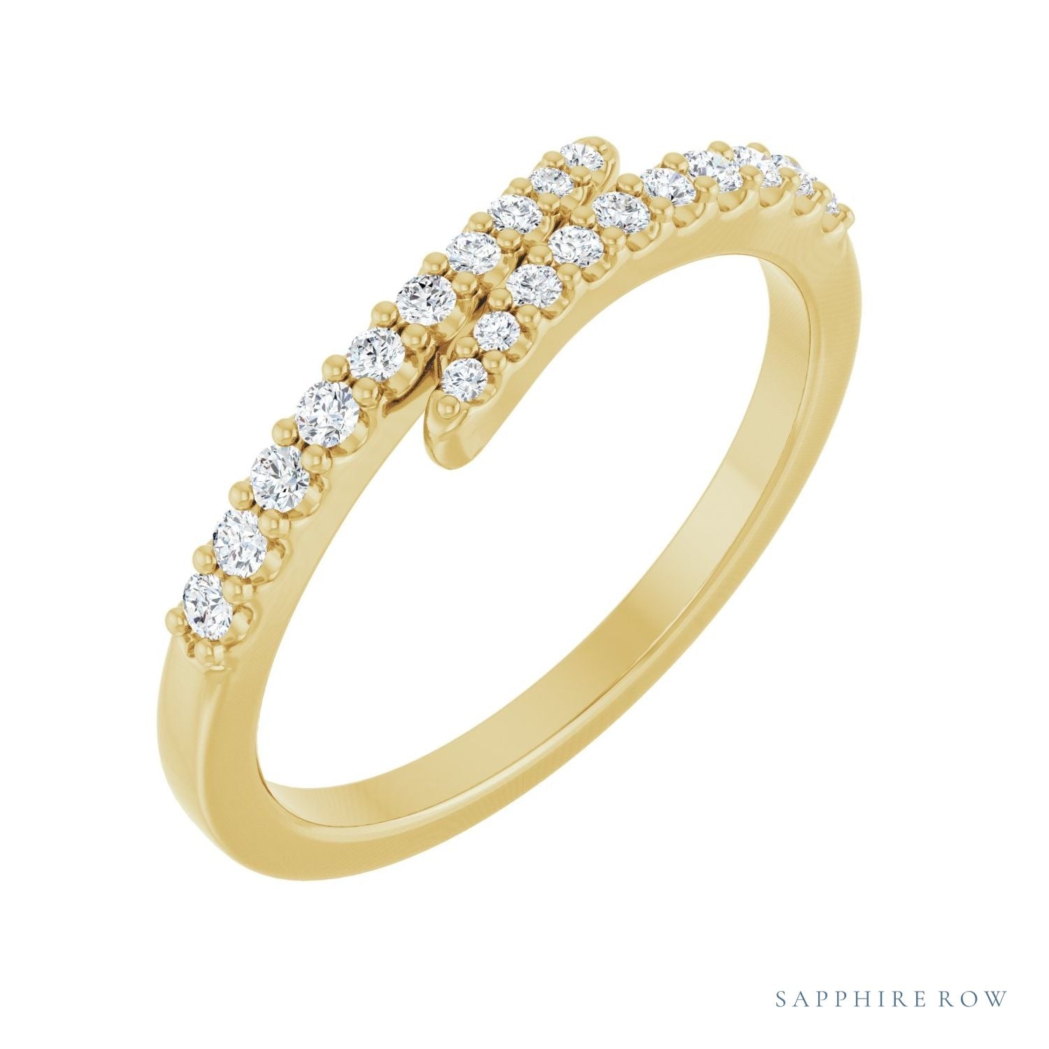 Sapphire Row Lab-Grown Diamond Closed Pavé Wrap Ring - 14K Yellow Gold