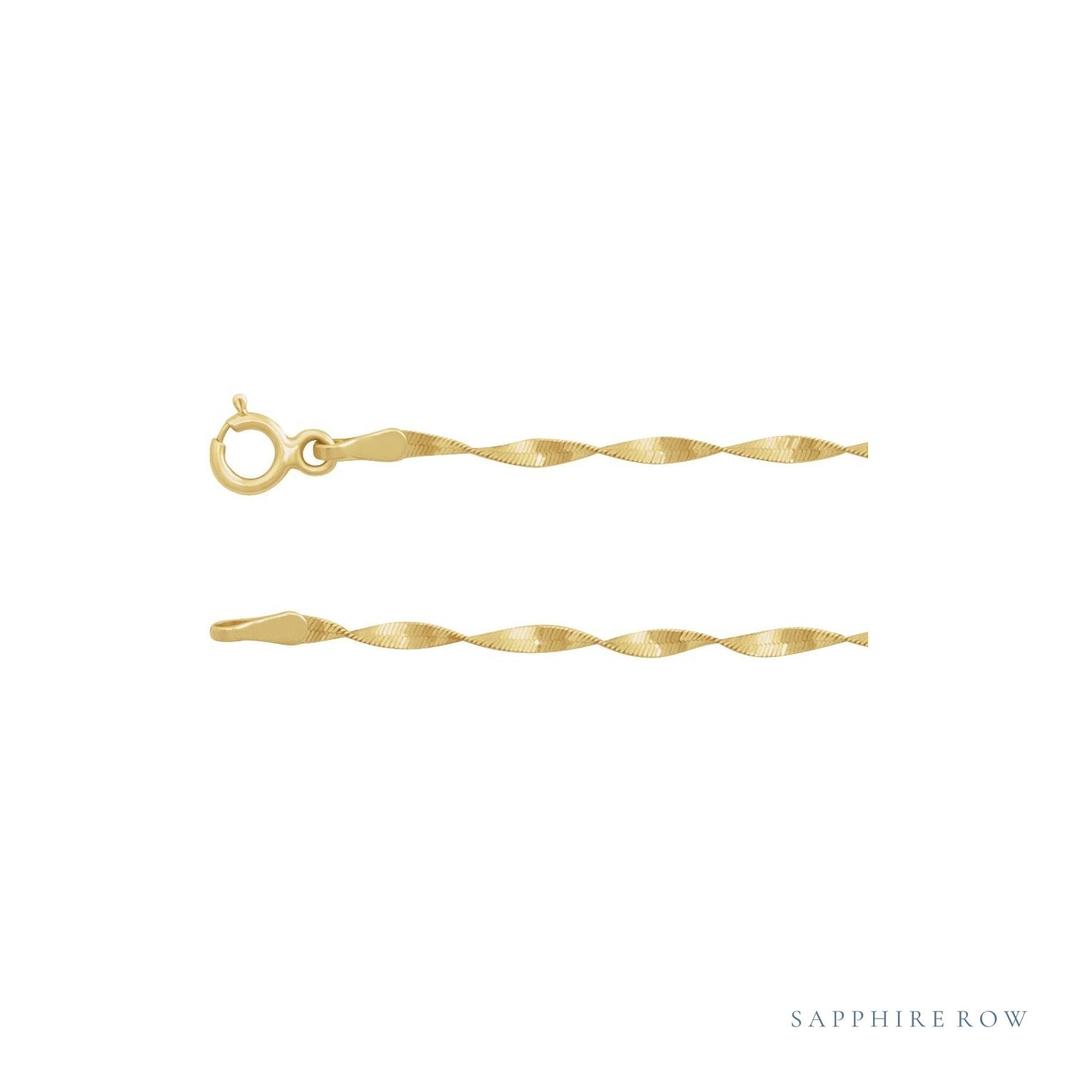 Sapphire Row Gold Twisted Herringbone Chain Necklace -  (view 2)