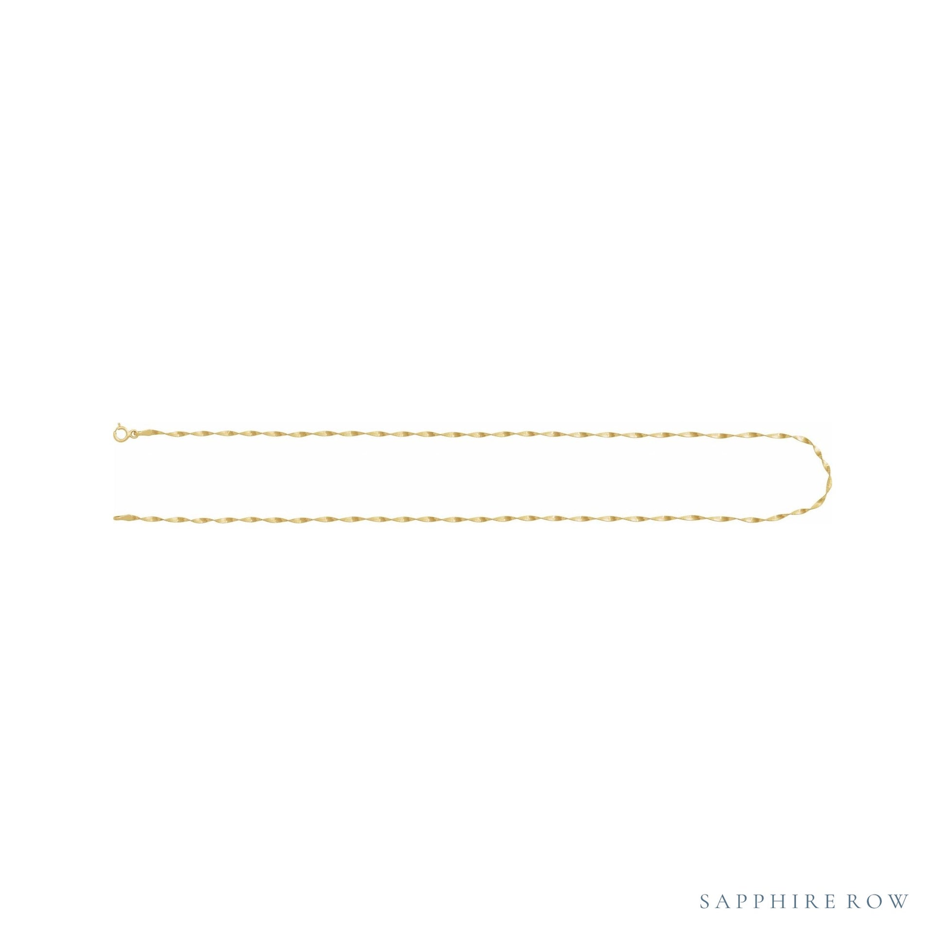 Sapphire Row Gold Twisted Herringbone Chain Necklace -  (view 3)