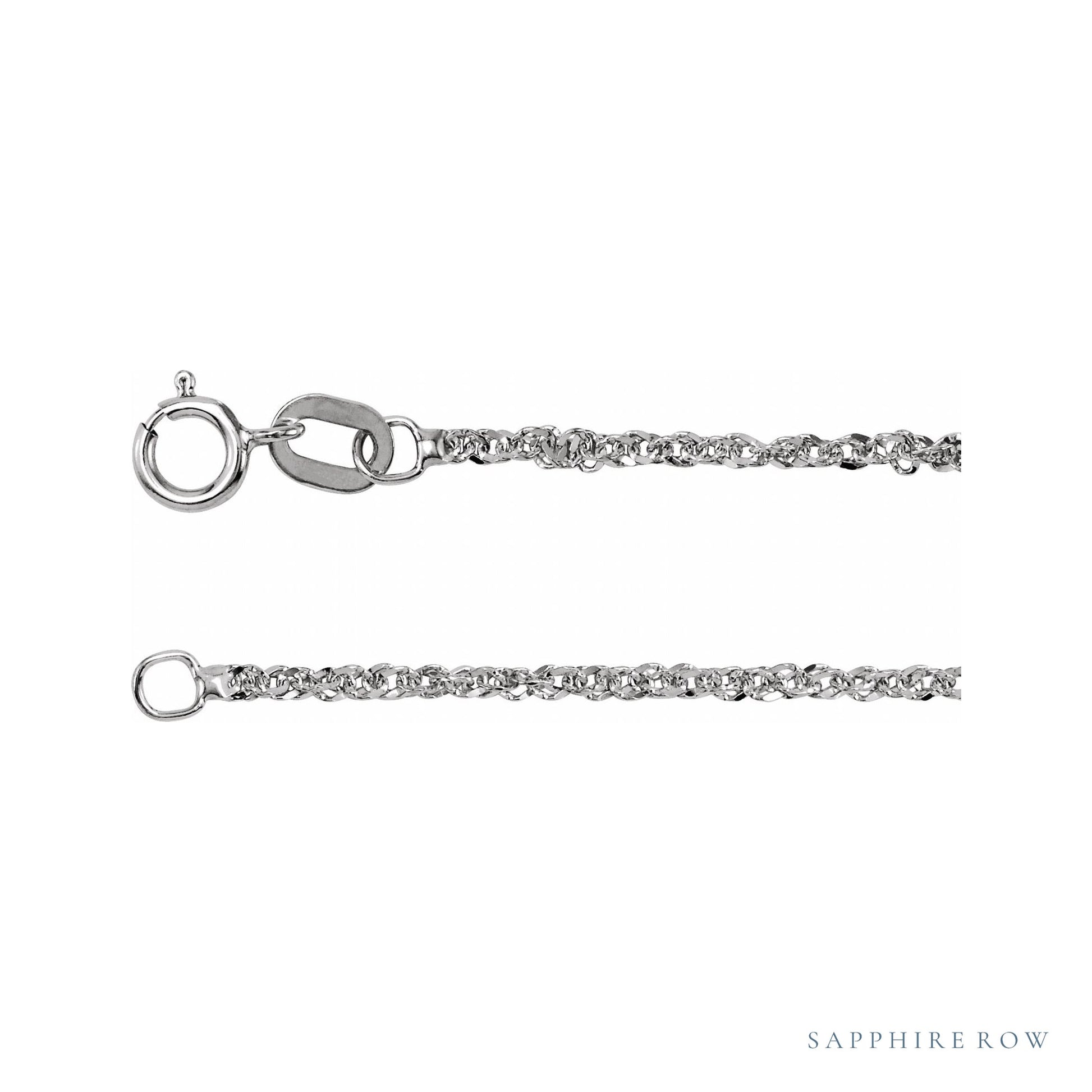 Sapphire Row Diamond-Cut Singapore Chain Necklace - 1.2 mm, 14K White Gold