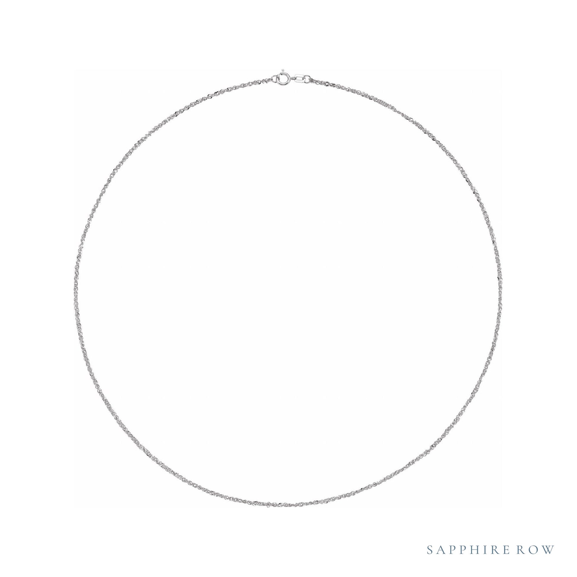 Sapphire Row Diamond-Cut Singapore Chain Necklace - 1.7 mm, 14K White Gold