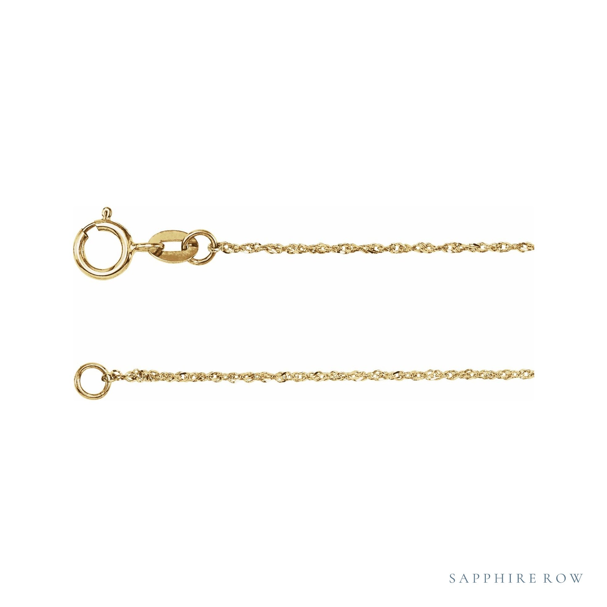 Sapphire Row Diamond-Cut Singapore Chain Necklace - 0.9 mm, 14K Yellow Gold