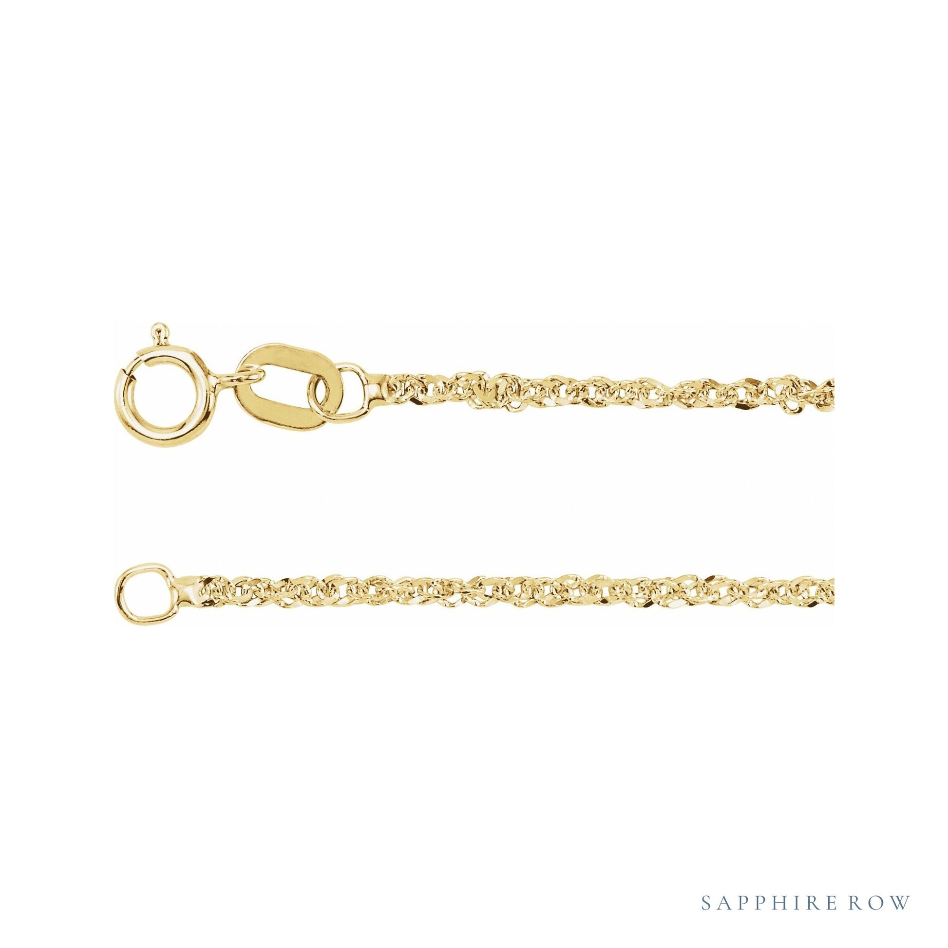 Sapphire Row Diamond-Cut Singapore Chain Necklace - 1.2 mm, 14K Yellow Gold