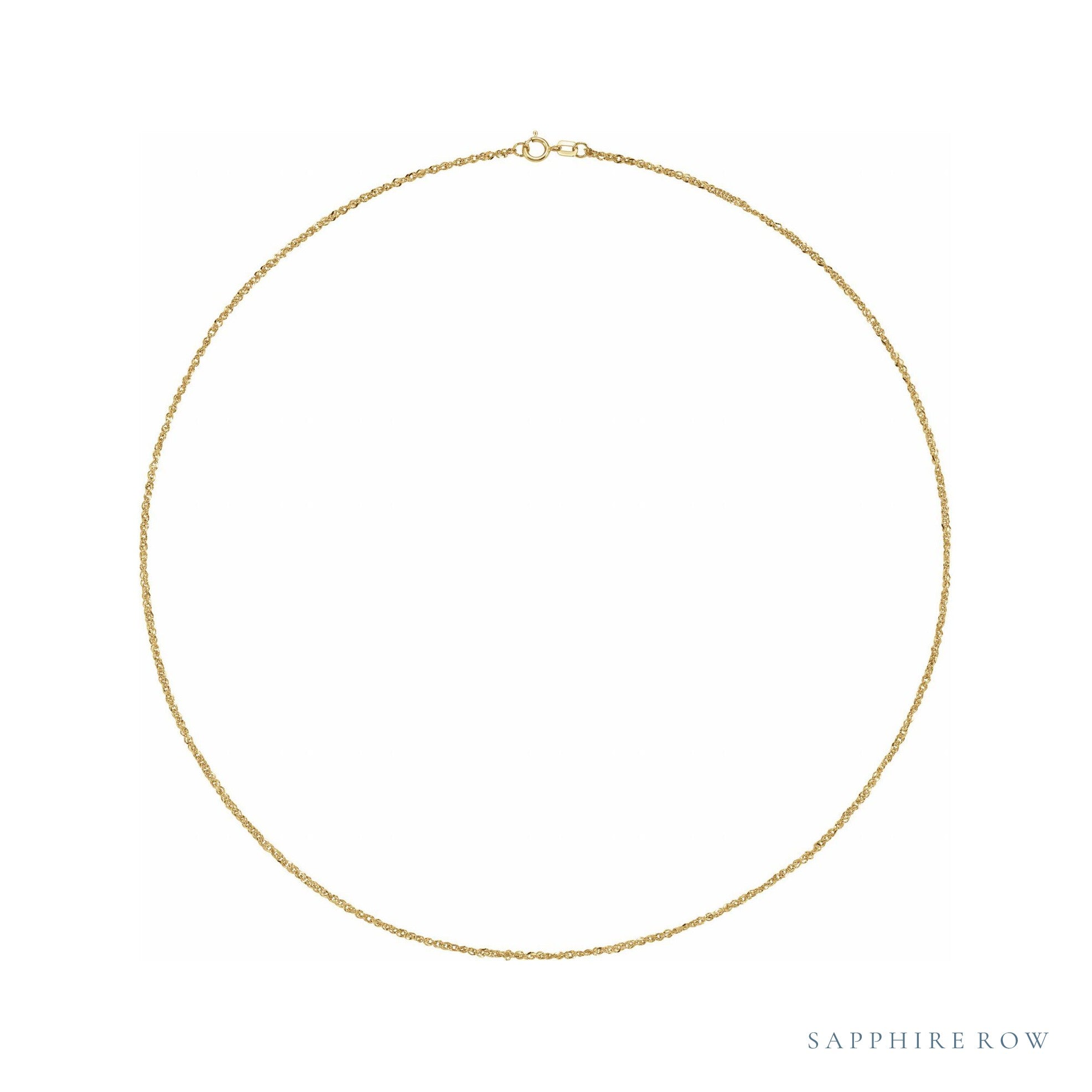 Sapphire Row Diamond-Cut Singapore Chain Necklace - 1.7 mm, 14K Yellow Gold