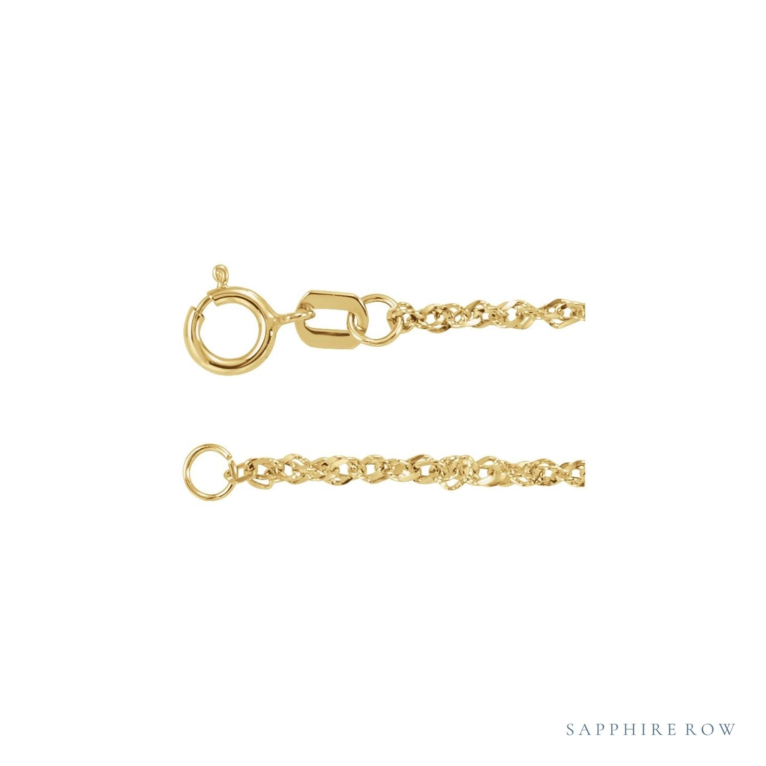 Sapphire Row Diamond-Cut Singapore Chain Necklace - 1.7 mm, 14K Yellow Gold (view 2)