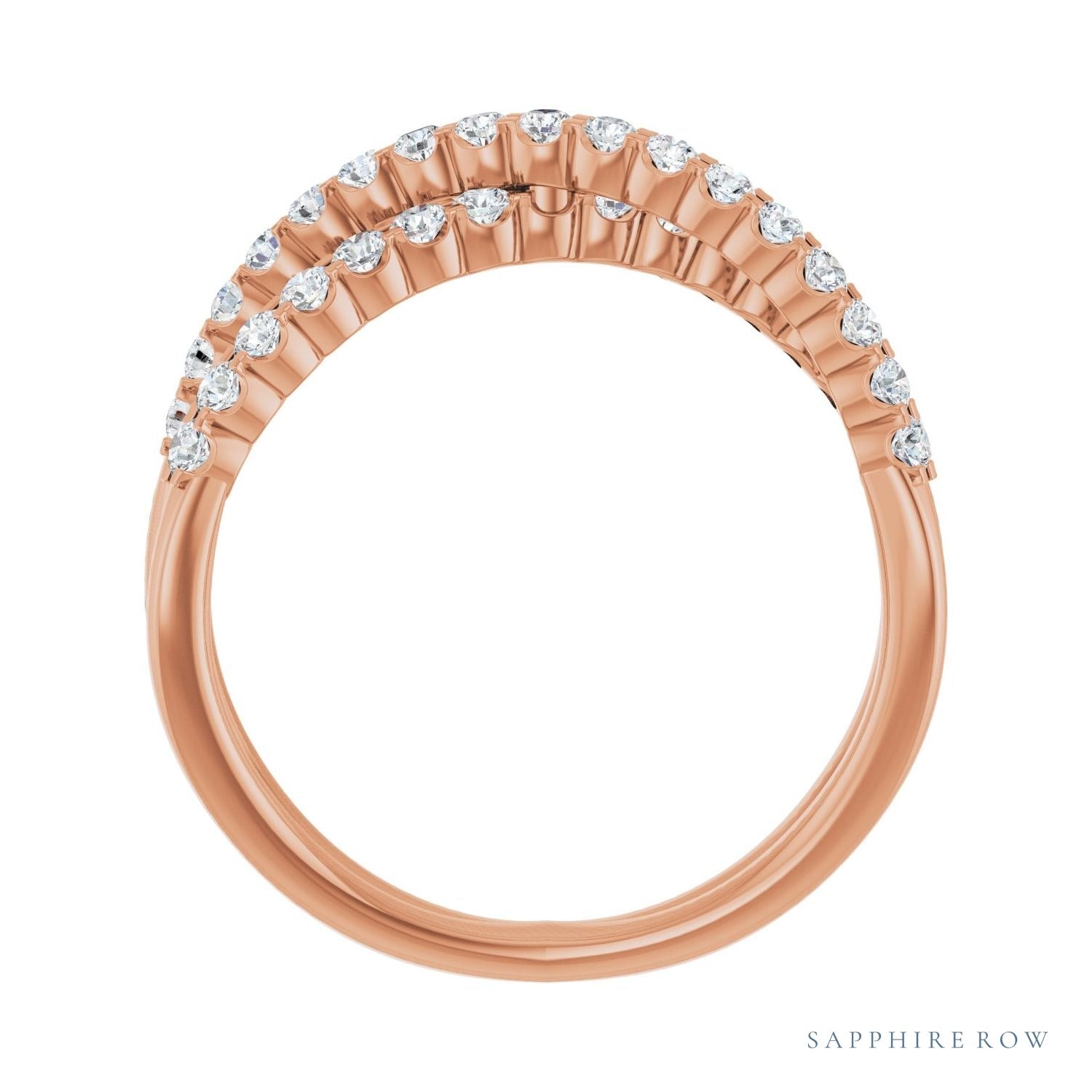 Sapphire Row Natural Diamond Pavé Criss-Cross Ring - 14K Rose Gold (view 2)