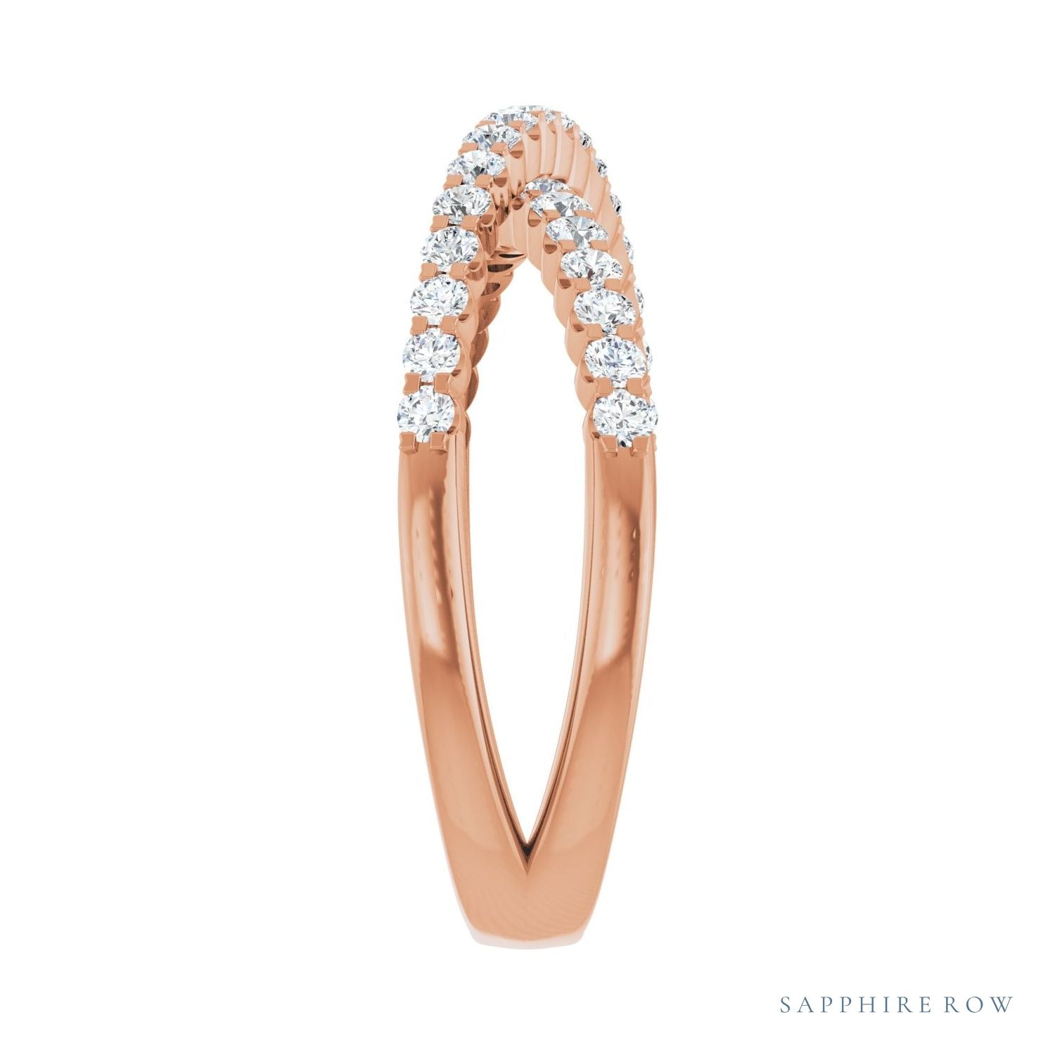 Sapphire Row Natural Diamond Pavé Criss-Cross Ring - 14K Rose Gold (view 4)