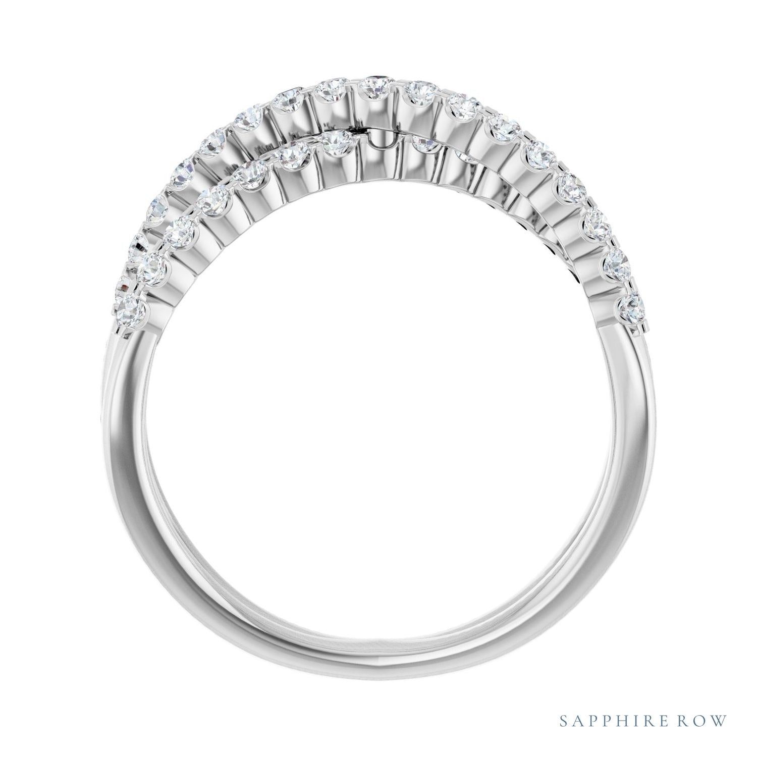Sapphire Row Natural Diamond Pavé Criss-Cross Ring - 14K White Gold (view 2)