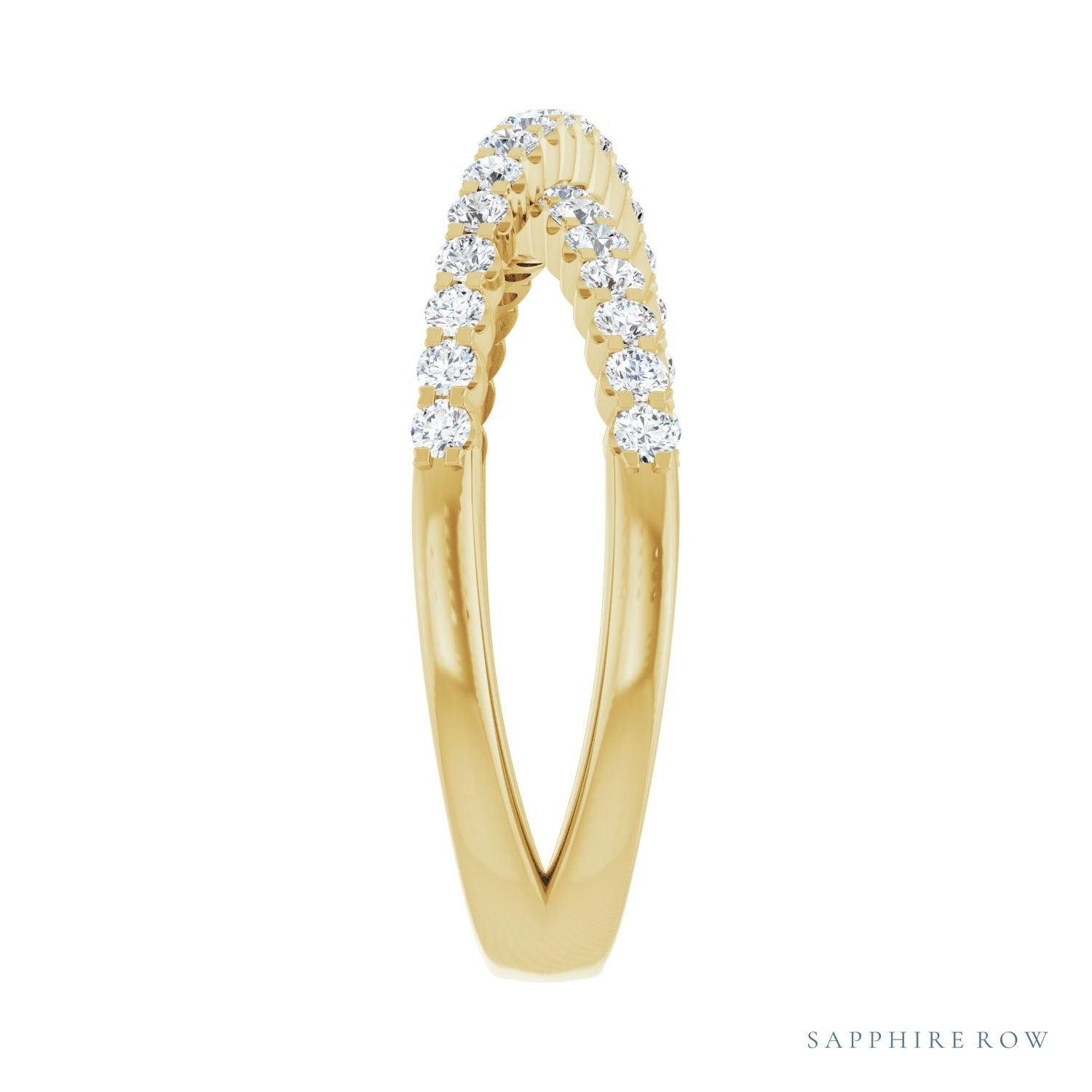 Sapphire Row Natural Diamond Pavé Criss-Cross Ring - 14K Yellow Gold (view 4)