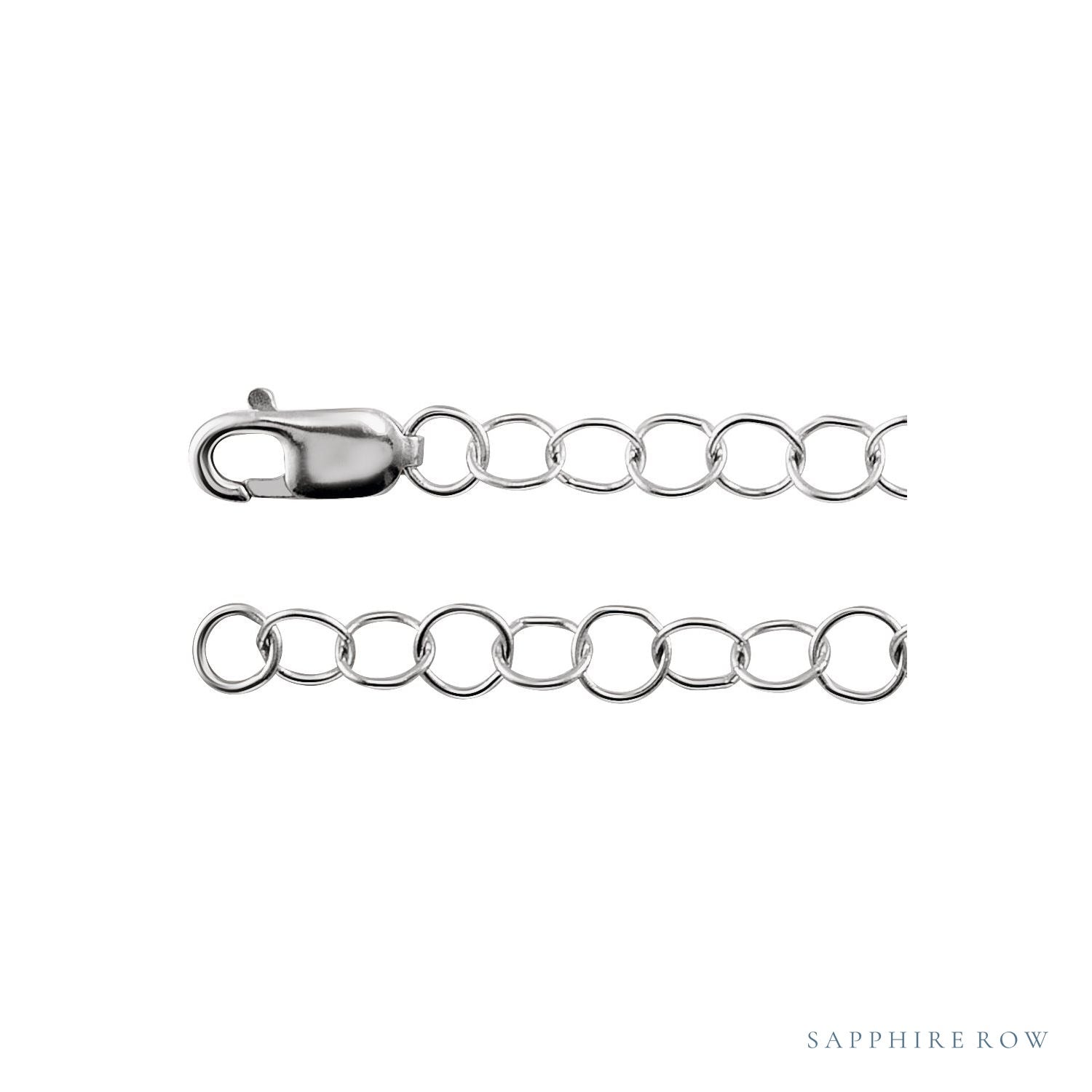 Sapphire Row Round Cable Chain Necklace - 14K White Gold (view 2)