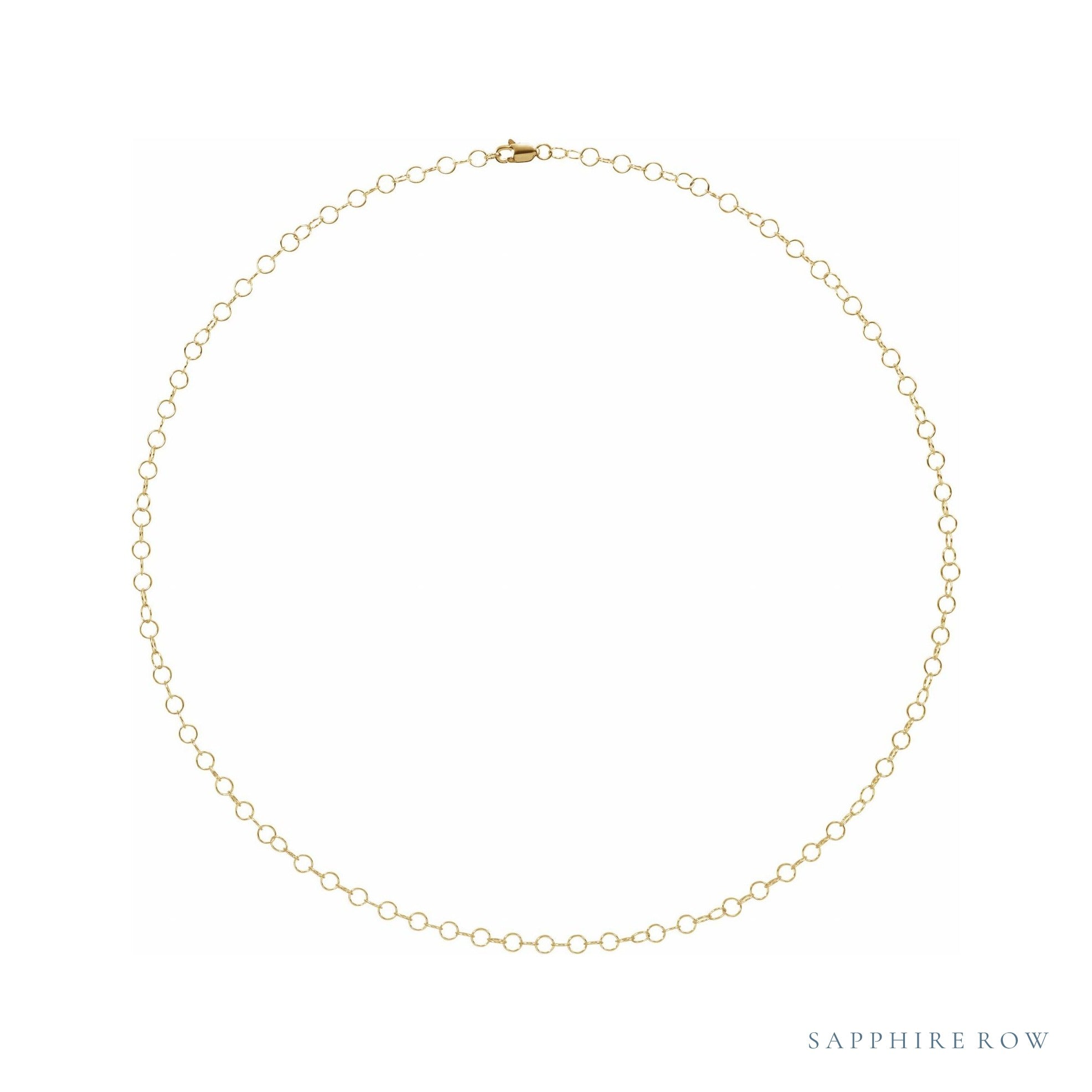 Sapphire Row Round Cable Chain Necklace - 14K Yellow Gold