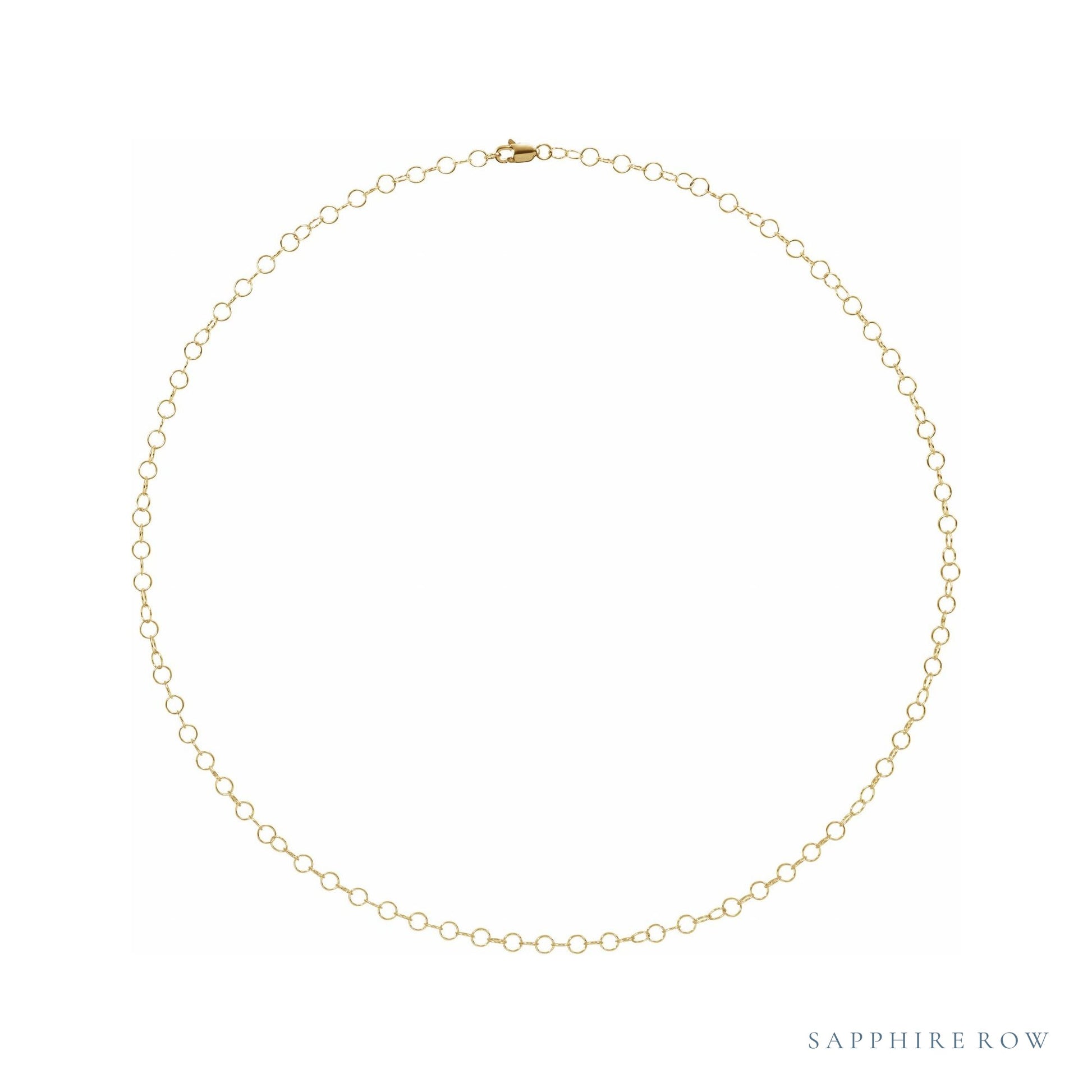 Sapphire Row Round Cable Chain Necklace - 14K Yellow Gold