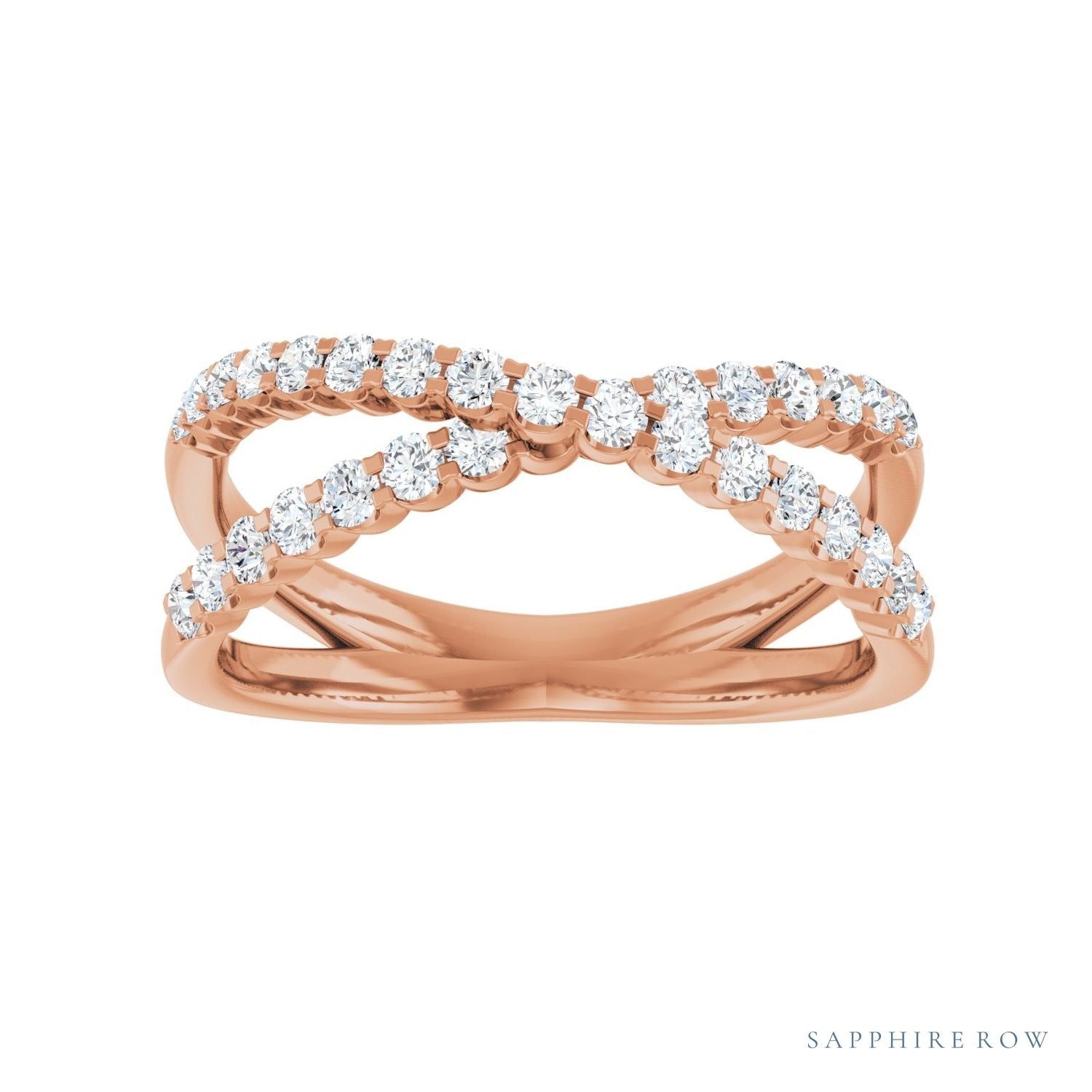 Sapphire Row Lab-Grown Diamond Pavé Criss-Cross Ring - 14K Rose Gold (view 3)