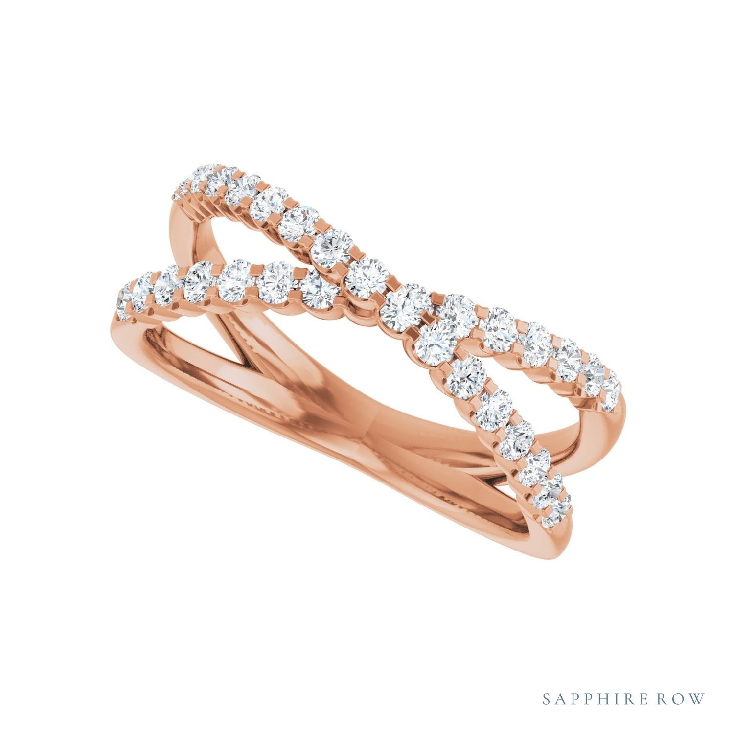 Sapphire Row Lab-Grown Diamond Pavé Criss-Cross Ring - 14K Rose Gold (view 5)