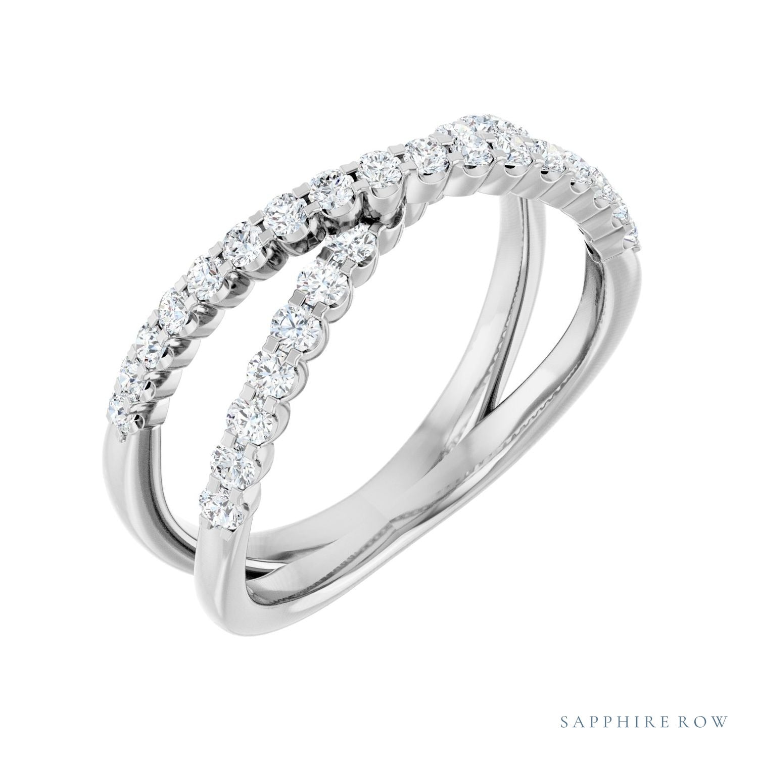 Sapphire Row Lab-Grown Diamond Pavé Criss-Cross Ring - 14K White Gold