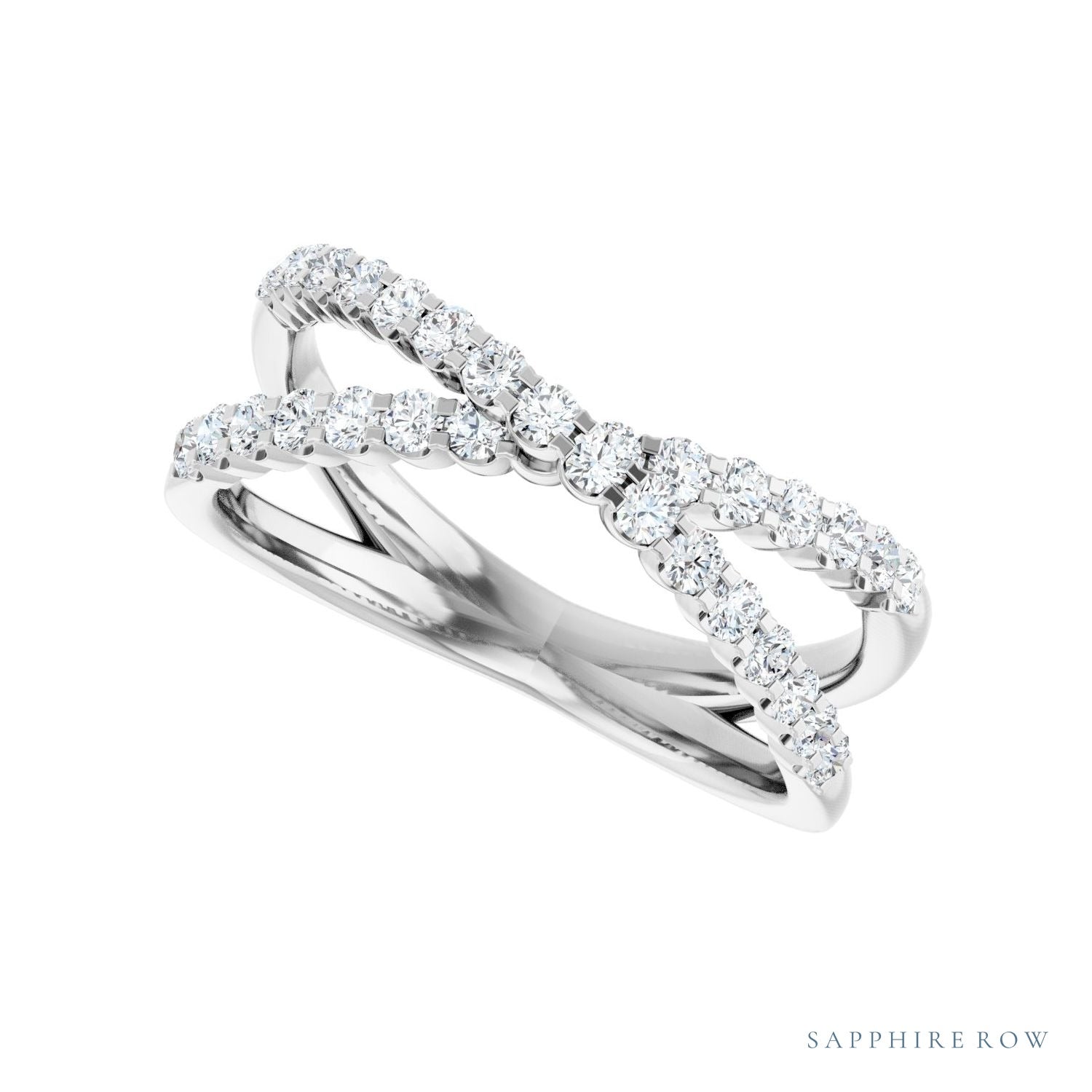 Sapphire Row Lab-Grown Diamond Pavé Criss-Cross Ring - 14K White Gold (view 5)