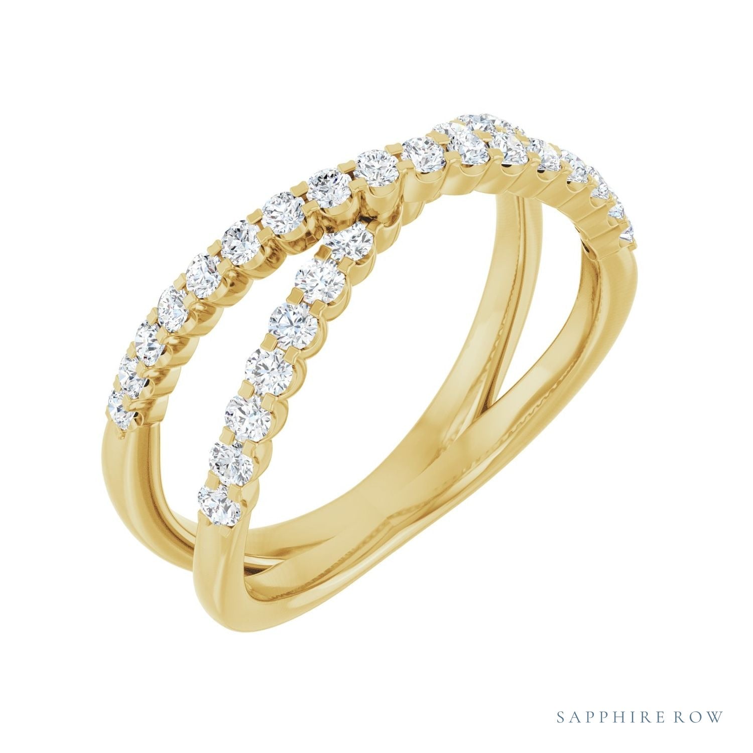 Sapphire Row Lab-Grown Diamond Pavé Criss-Cross Ring - 14K Yellow Gold