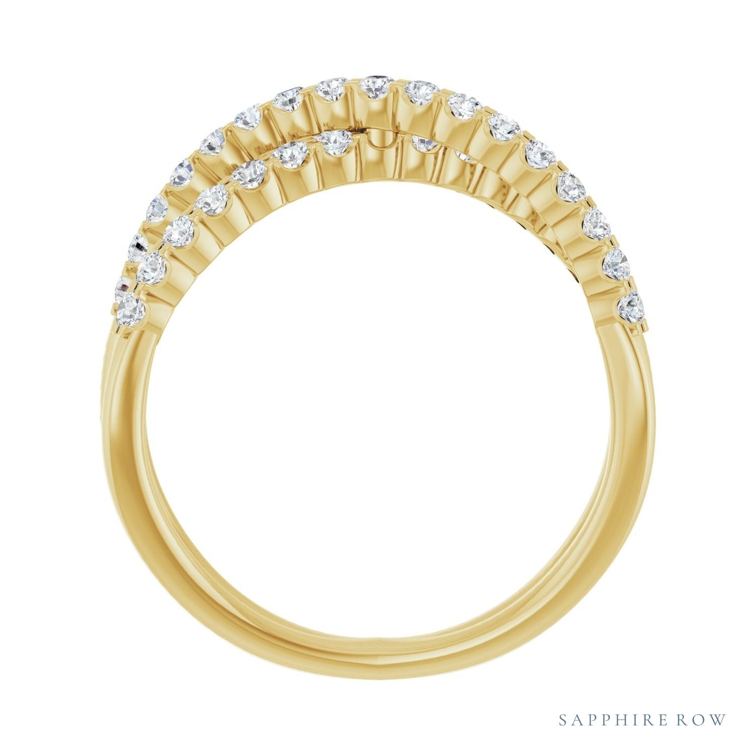 Sapphire Row Lab-Grown Diamond Pavé Criss-Cross Ring - 14K Yellow Gold (view 2)