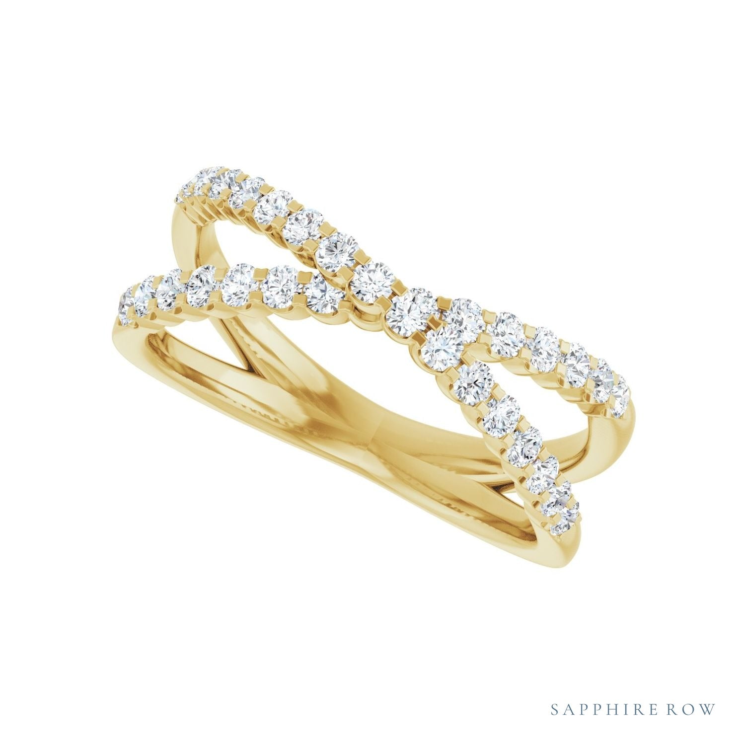 Sapphire Row Lab-Grown Diamond Pavé Criss-Cross Ring - 14K Yellow Gold (view 5)
