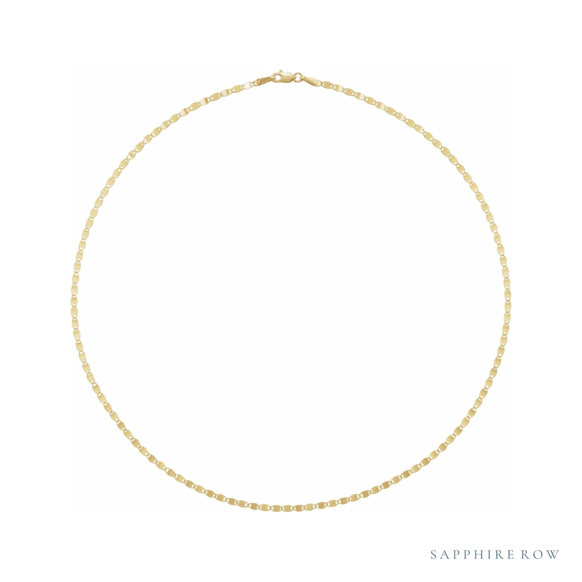 Sapphire Row Gold Mirror Chain Necklace - 