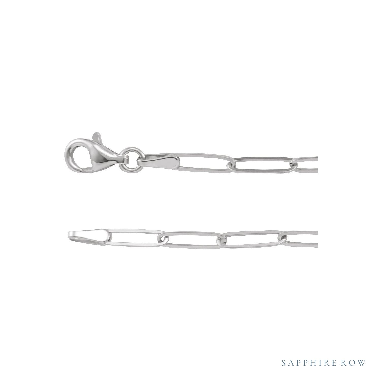 Sapphire Row 14K Gold Paperclip Chain Necklace - 14K White Gold (view 2)
