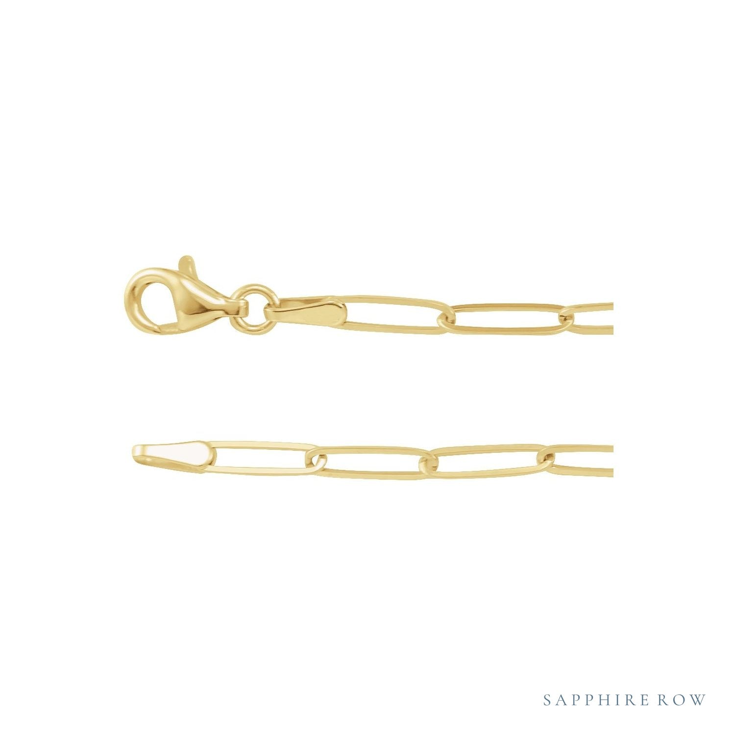 Sapphire Row 14K Gold Paperclip Chain Necklace - 14K Yellow Gold (view 2)