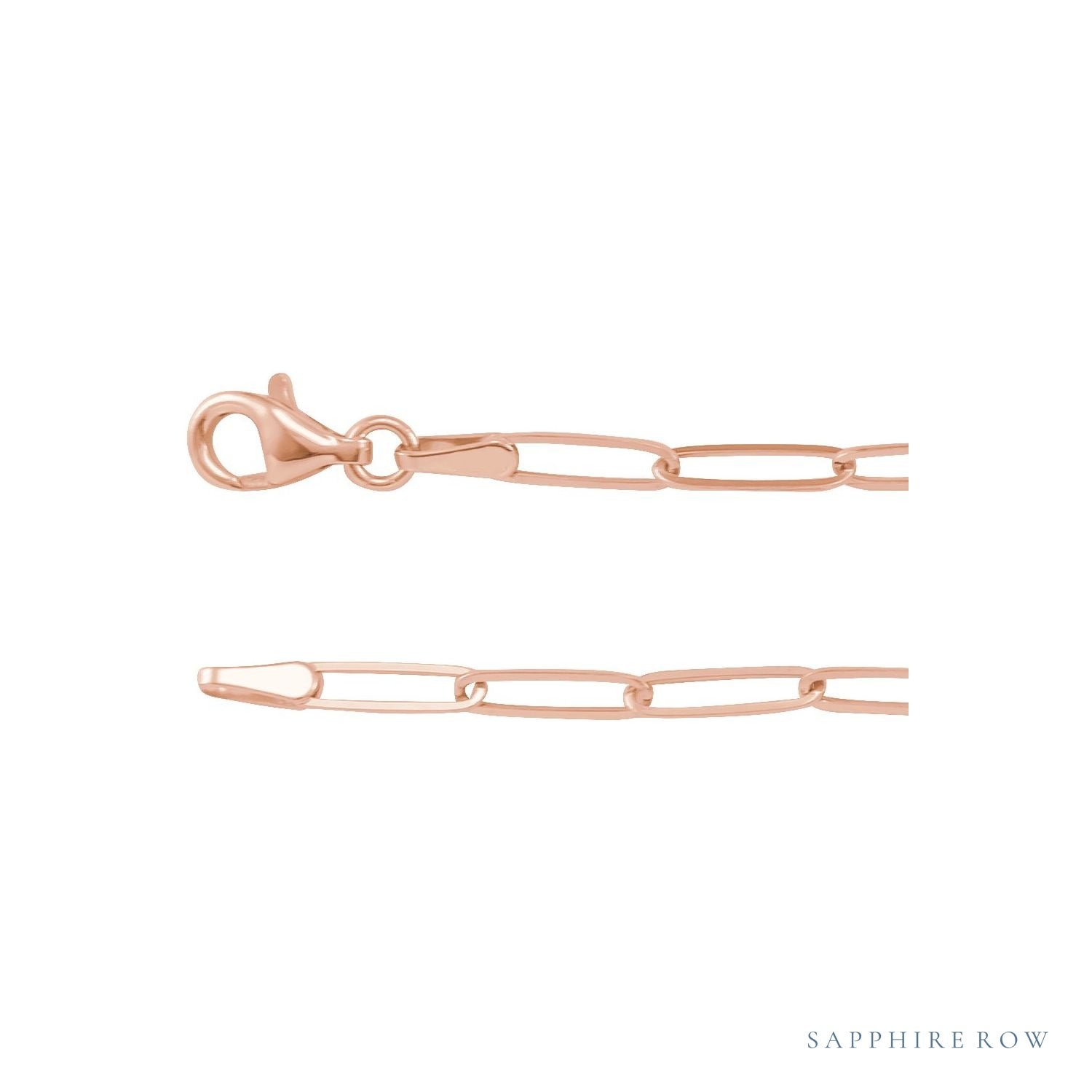 Sapphire Row 14K Gold Paperclip Chain Necklace - 14K Rose Gold (view 2)
